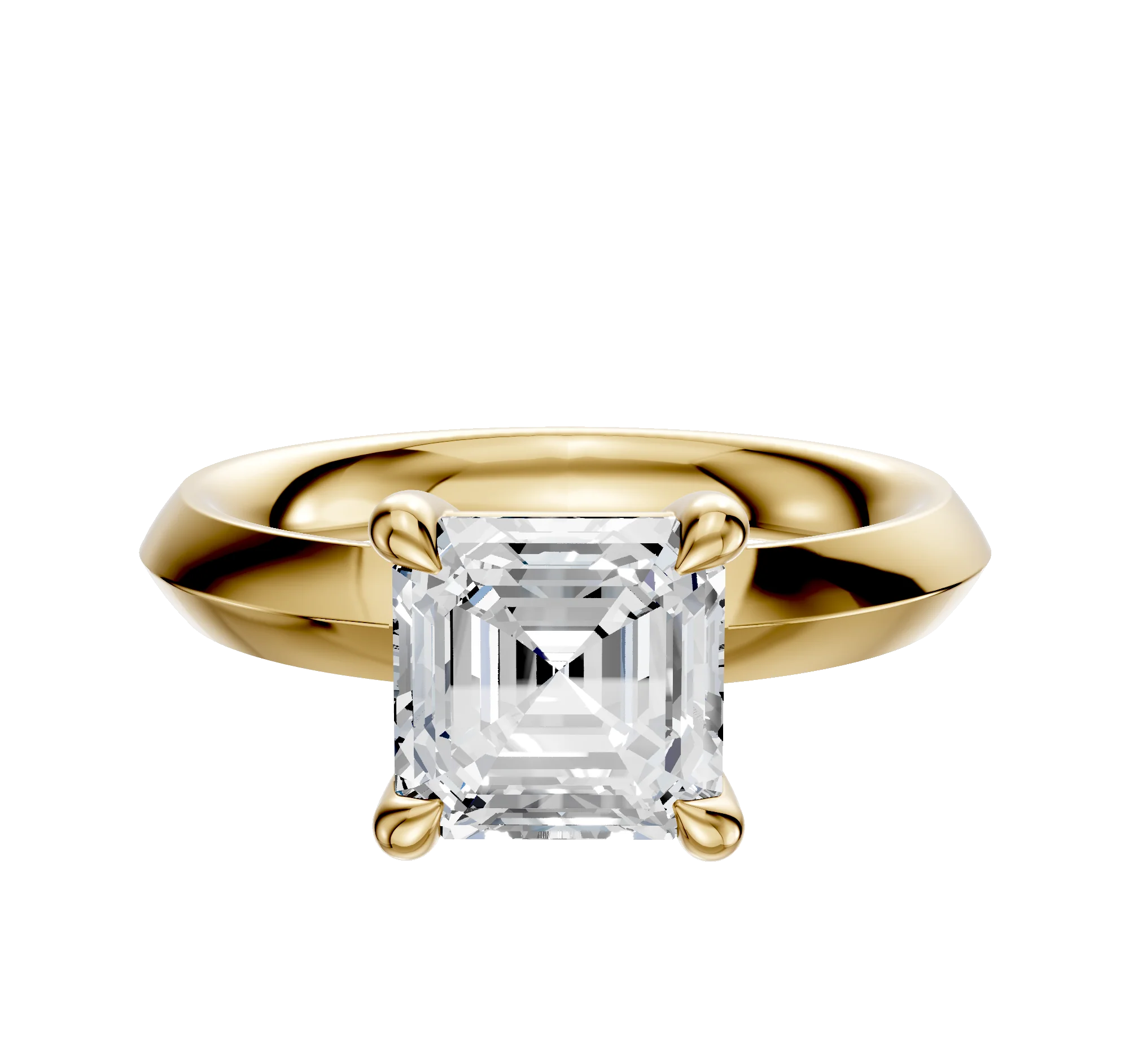 18K Yellow Gold 4 Prong Basket Classic Knife Edge 3.0mm Engagement Ring