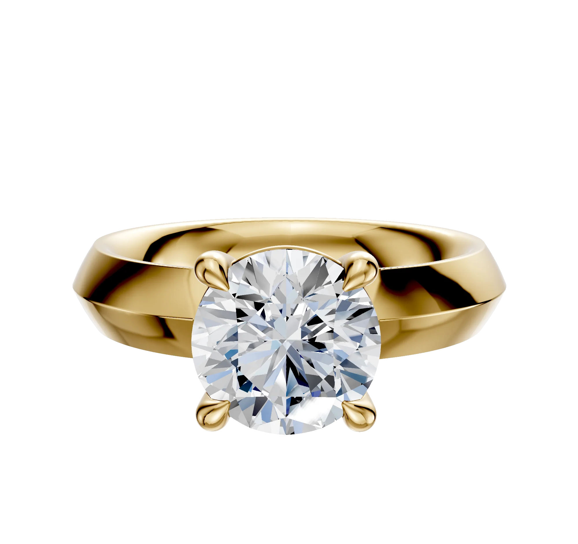 18K Yellow Gold 4 Prong Basket Classic Knife Edge 4.0mm Engagement Ring