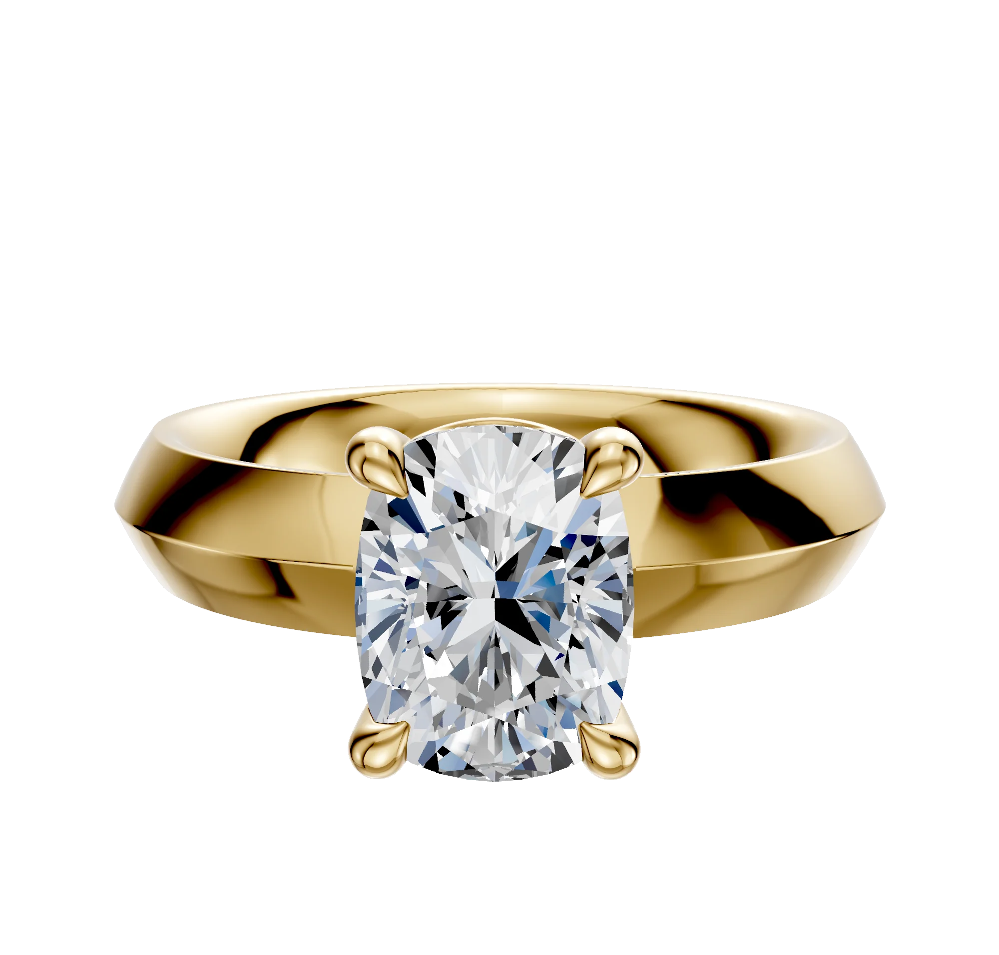 18K Yellow Gold 4 Prong Basket Classic Knife Edge 4.0mm Engagement Ring