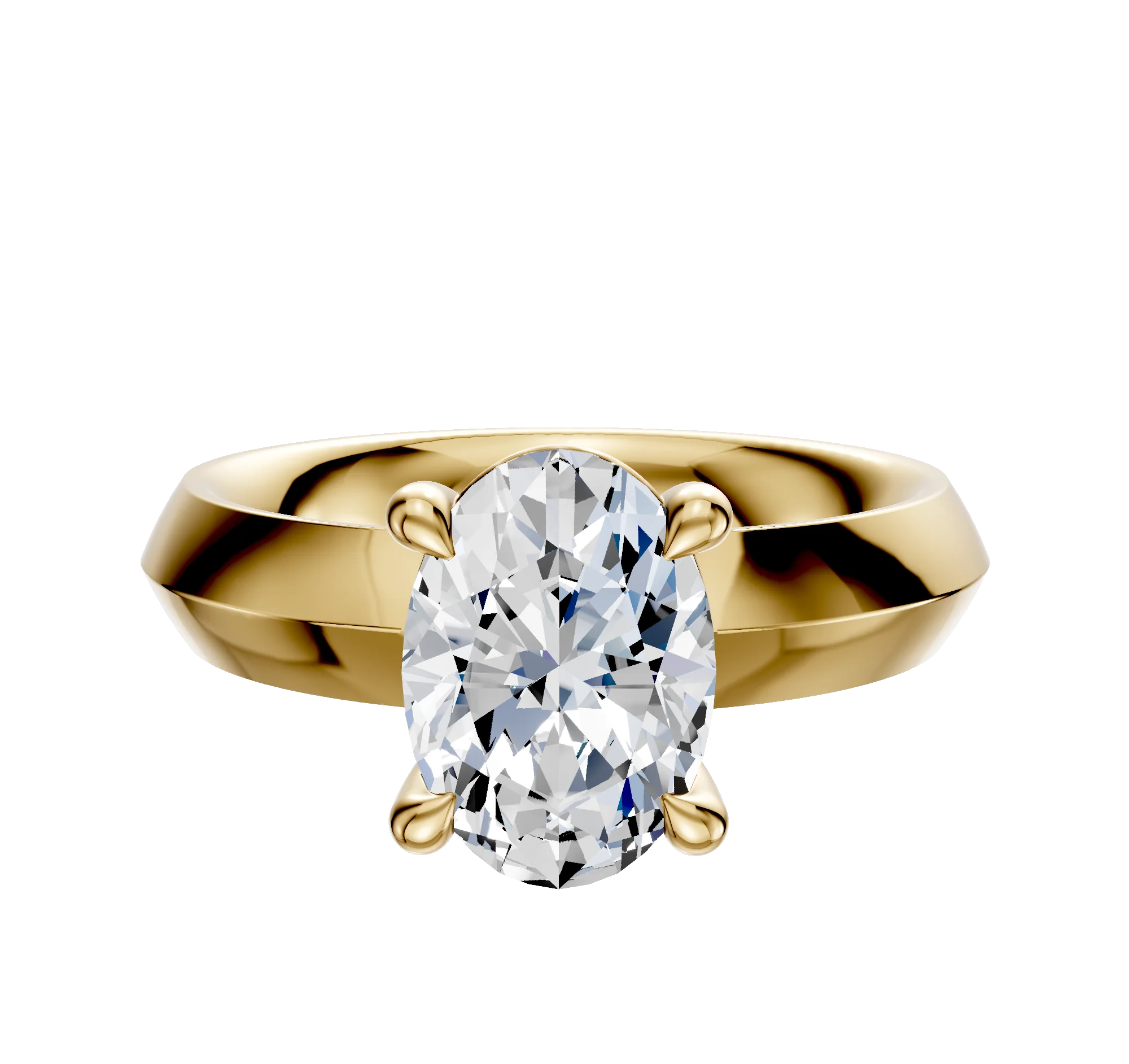 18K Yellow Gold 4 Prong Basket Classic Knife Edge 4.0mm Engagement Ring