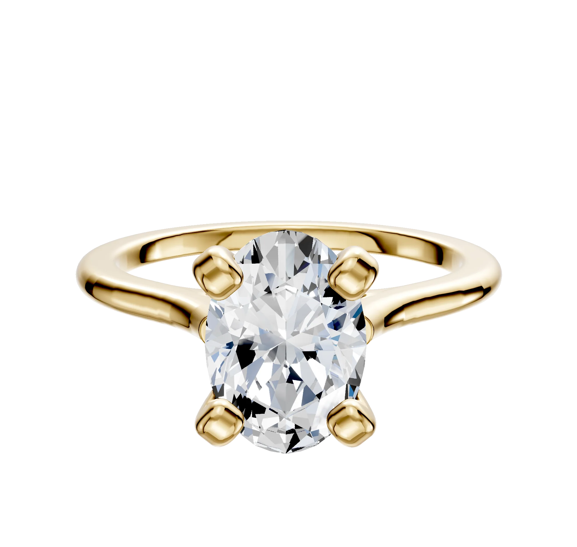 18K Yellow Gold 4 Prong Cathedral Dome 1.5mm Engagement Ring