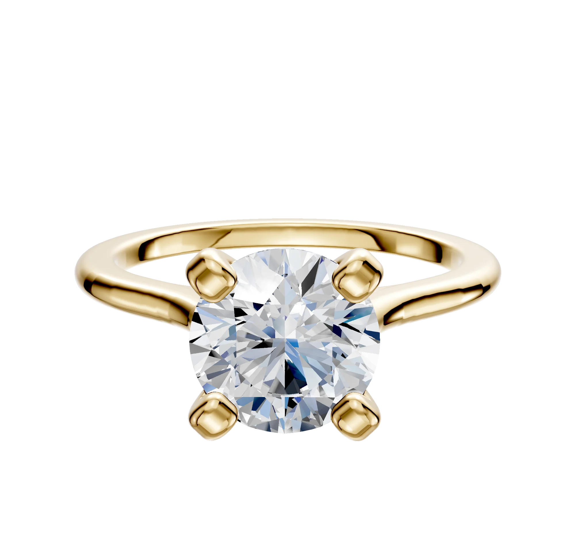 18K Yellow Gold 4 Prong Cathedral Dome 1.5mm Engagement Ring