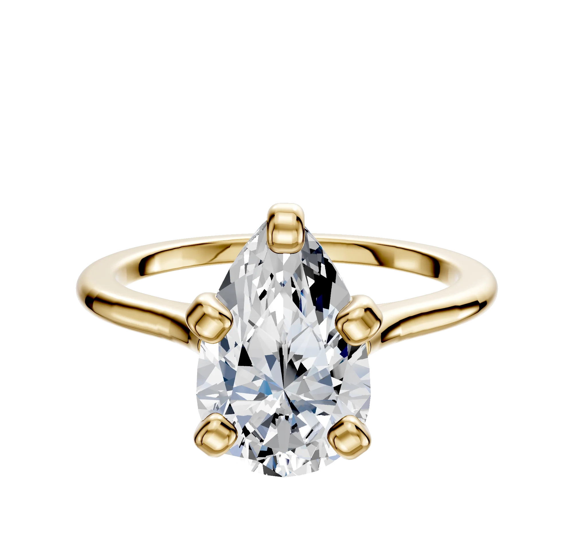 18K Yellow Gold 4 Prong Cathedral Dome 1.5mm Engagement Ring