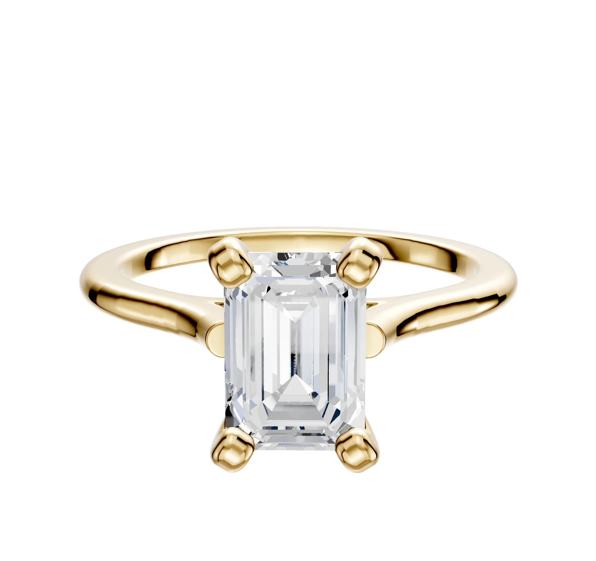 18K Yellow Gold 4 Prong Cathedral Dome 1.5mm Engagement Ring