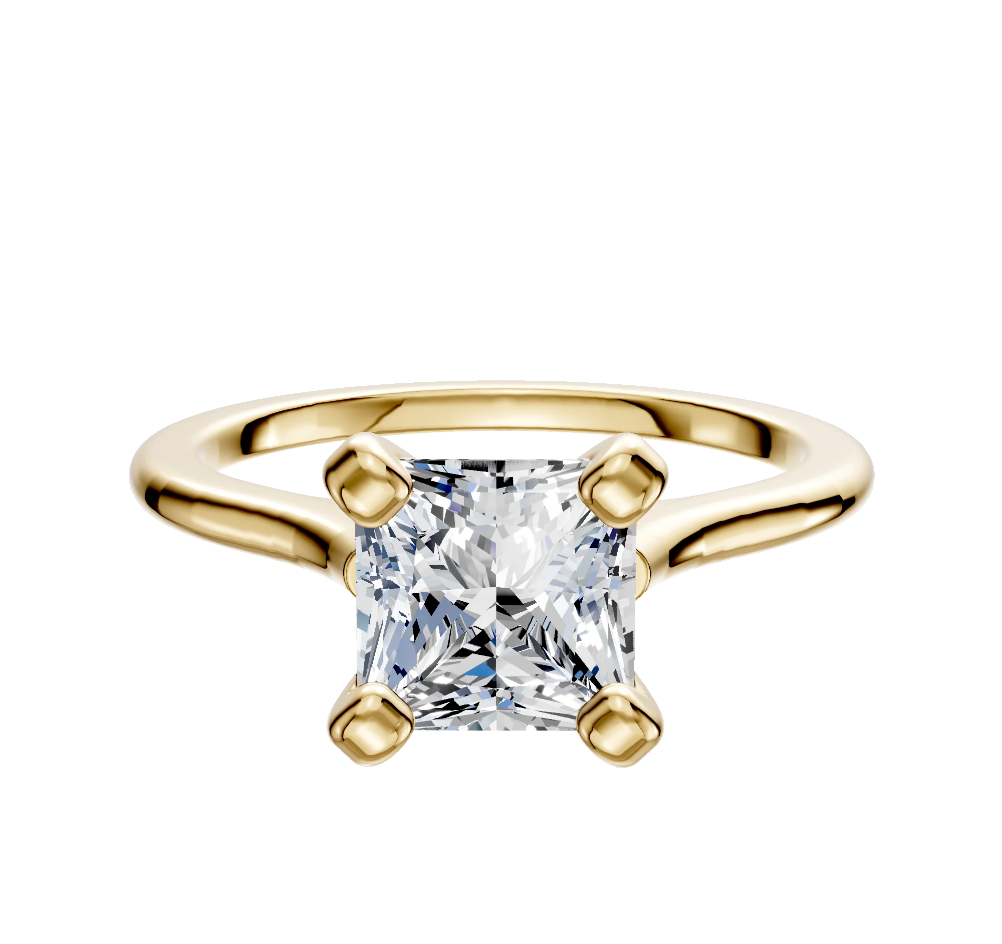 18K Yellow Gold 4 Prong Cathedral Dome 1.5mm Engagement Ring