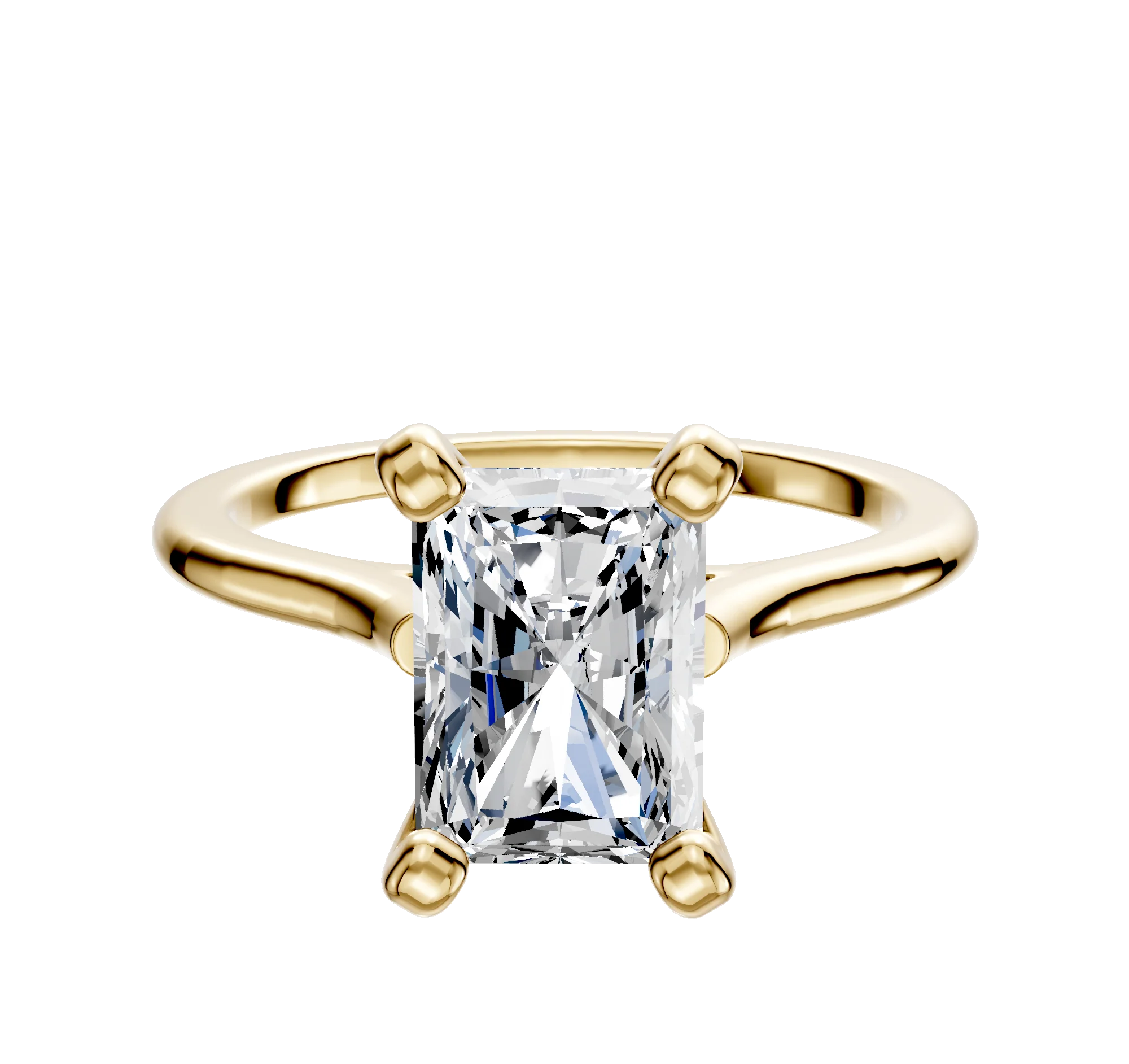 18K Yellow Gold 4 Prong Cathedral Dome 1.5mm Engagement Ring