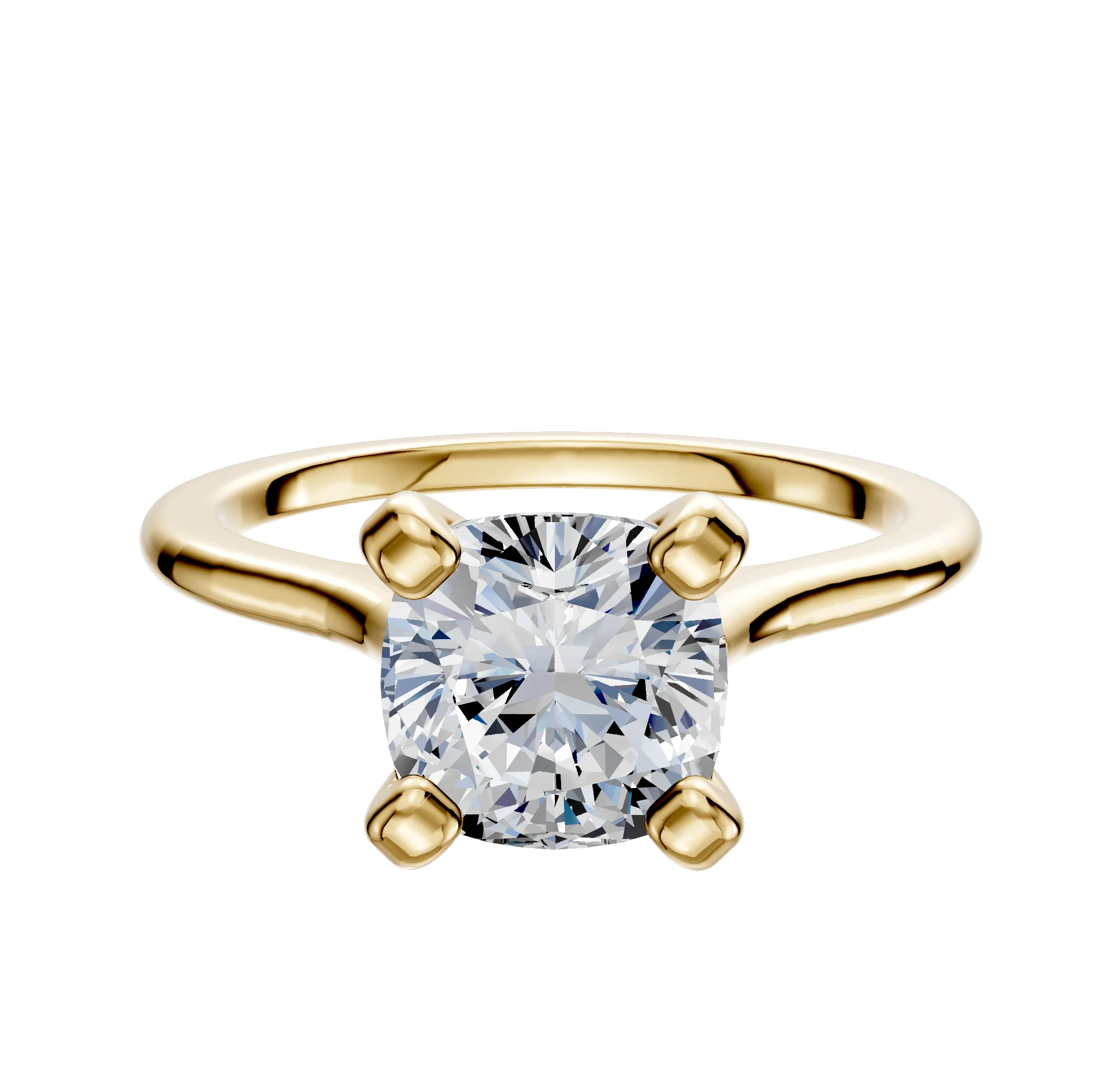 18K Yellow Gold 4 Prong Cathedral Dome 1.5mm Engagement Ring