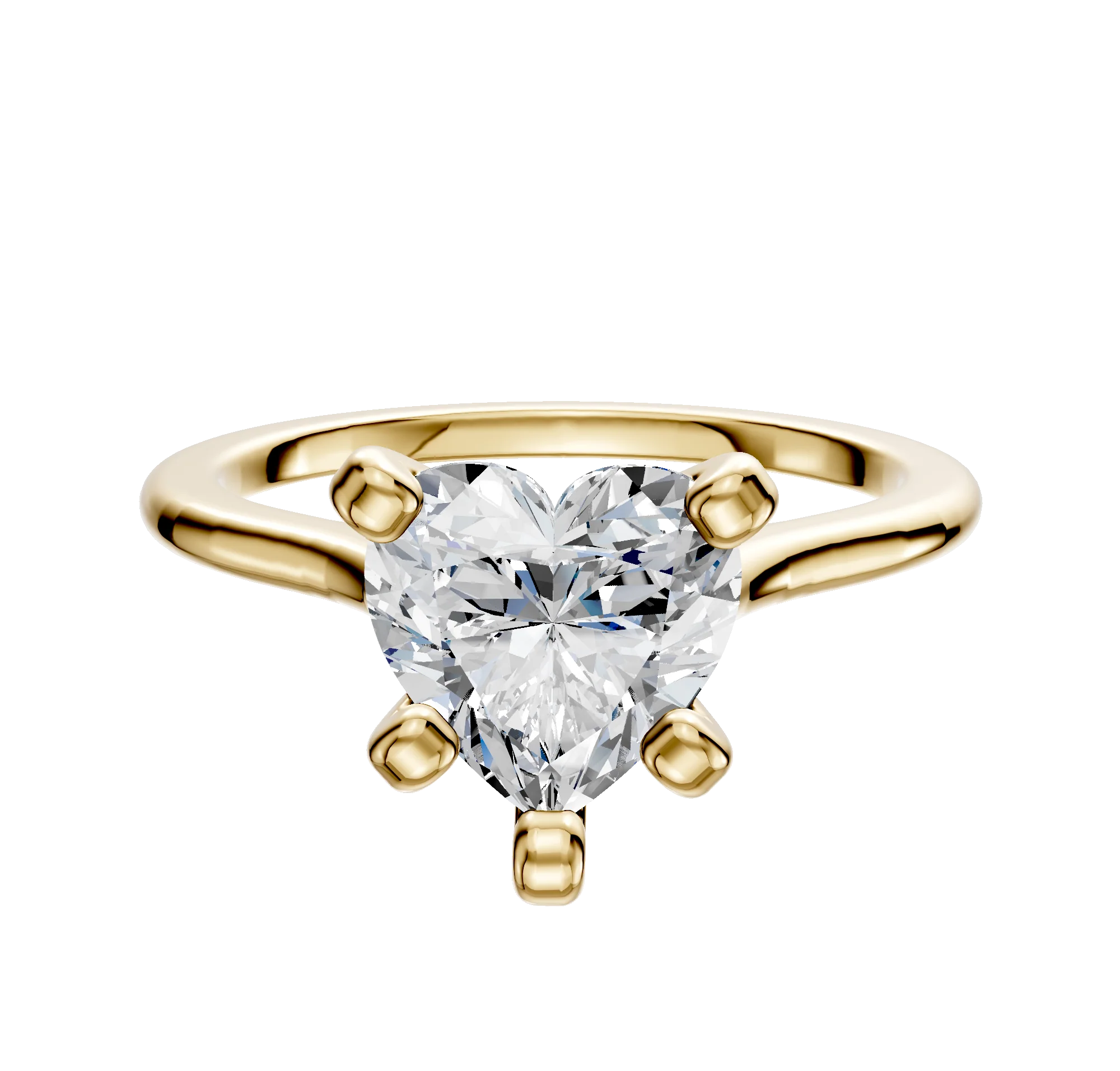 18K Yellow Gold 4 Prong Cathedral Dome 1.5mm Engagement Ring