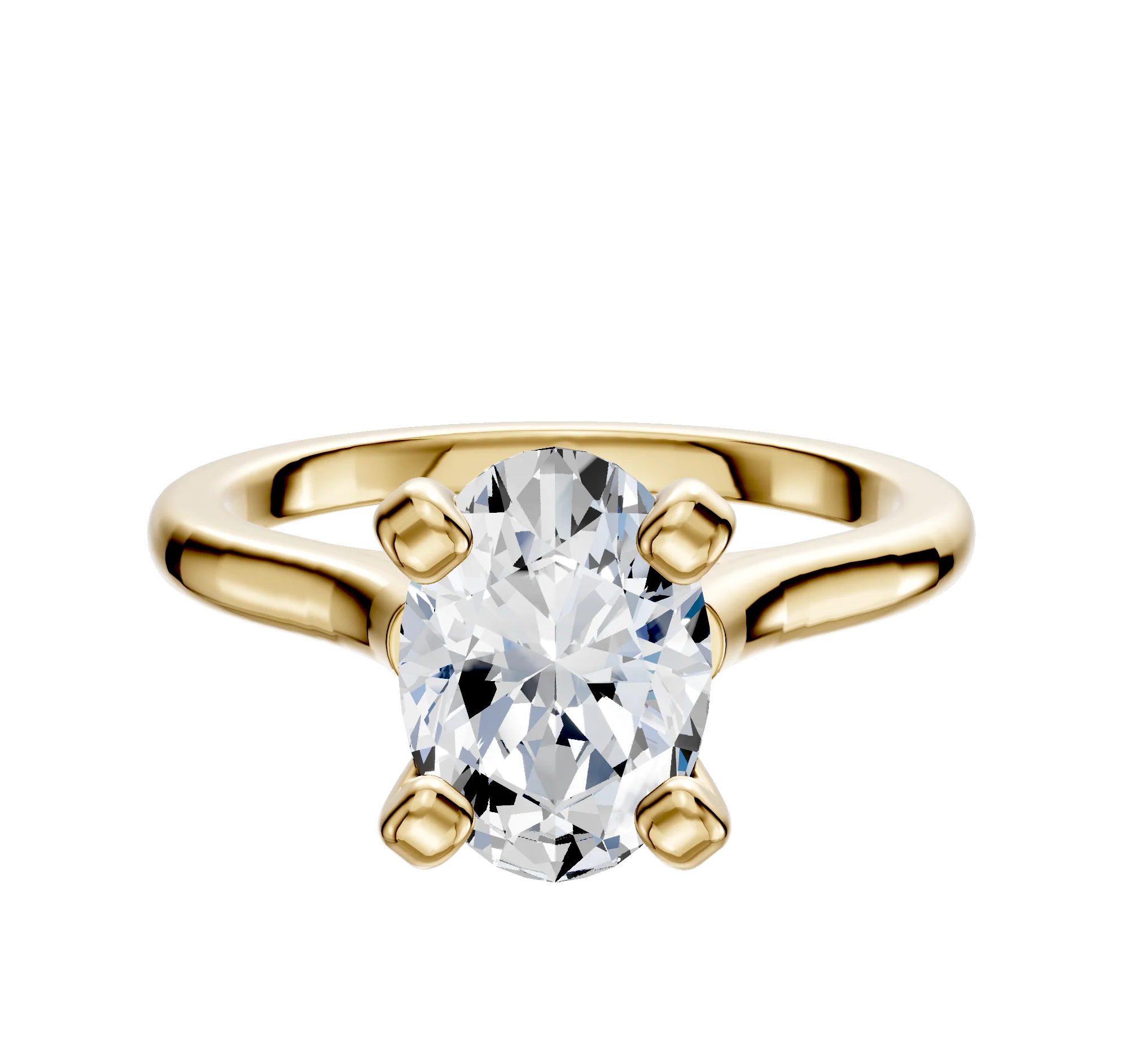 18K Yellow Gold 4 Prong Cathedral Dome 2.0mm Engagement Ring
