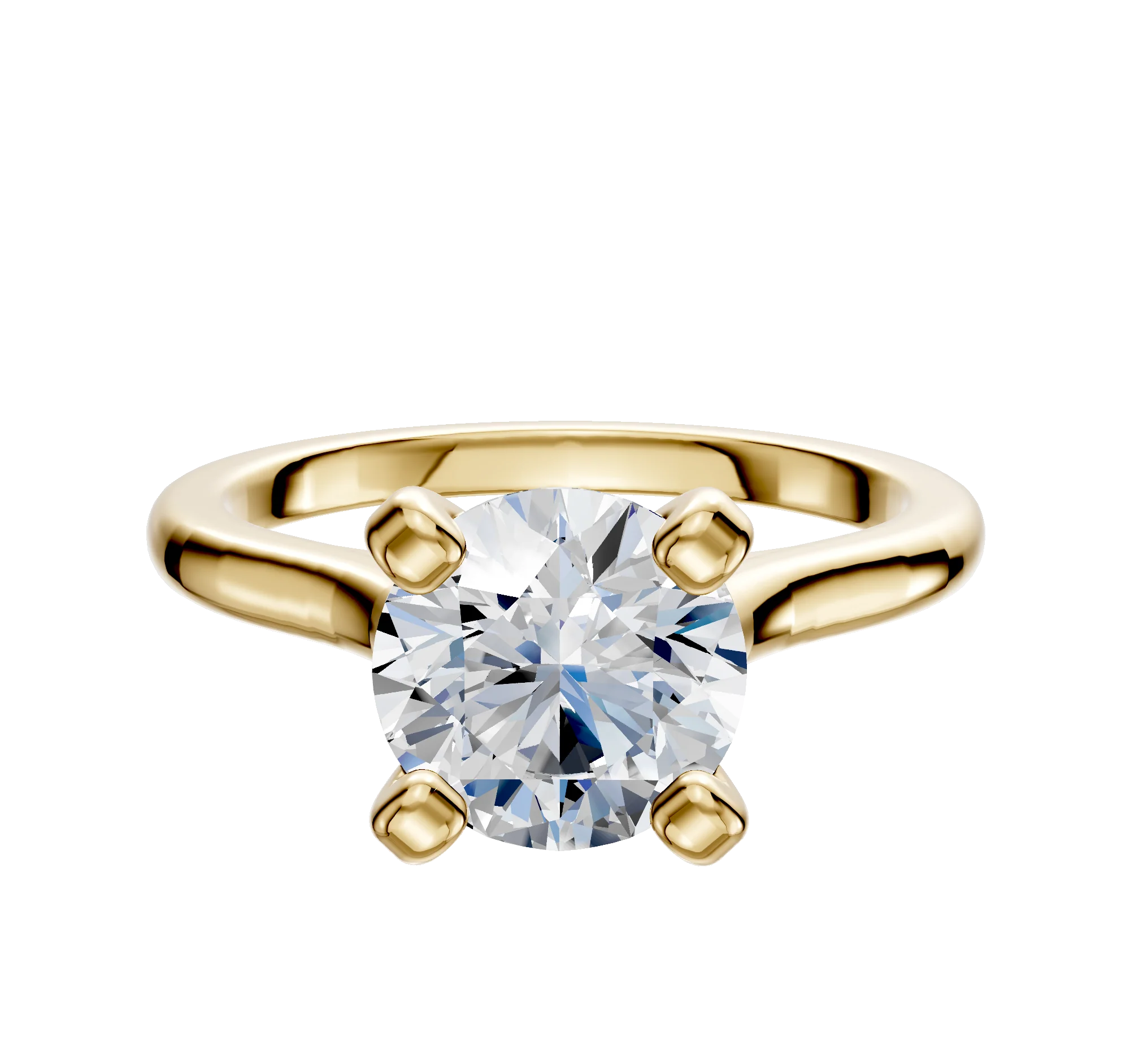 18K Yellow Gold 4 Prong Cathedral Dome 2.0mm Engagement Ring