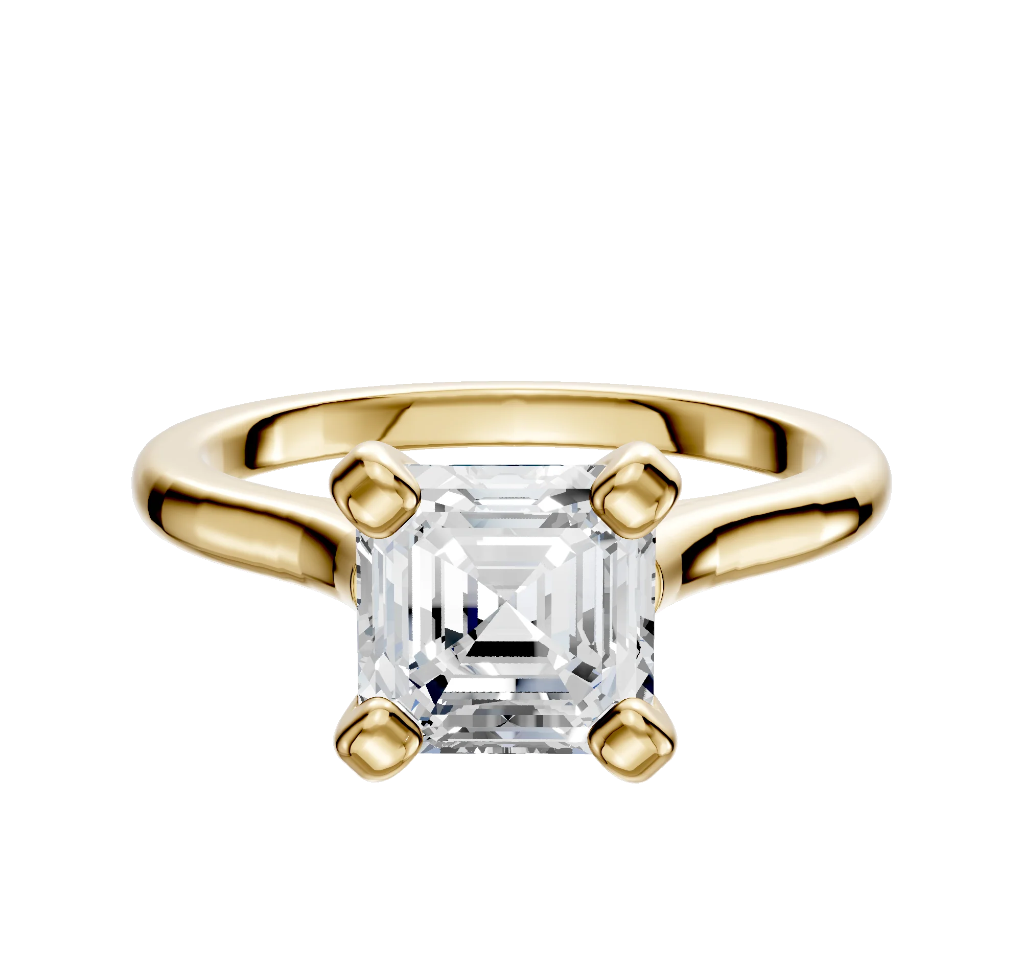 18K Yellow Gold 4 Prong Cathedral Dome 2.0mm Engagement Ring