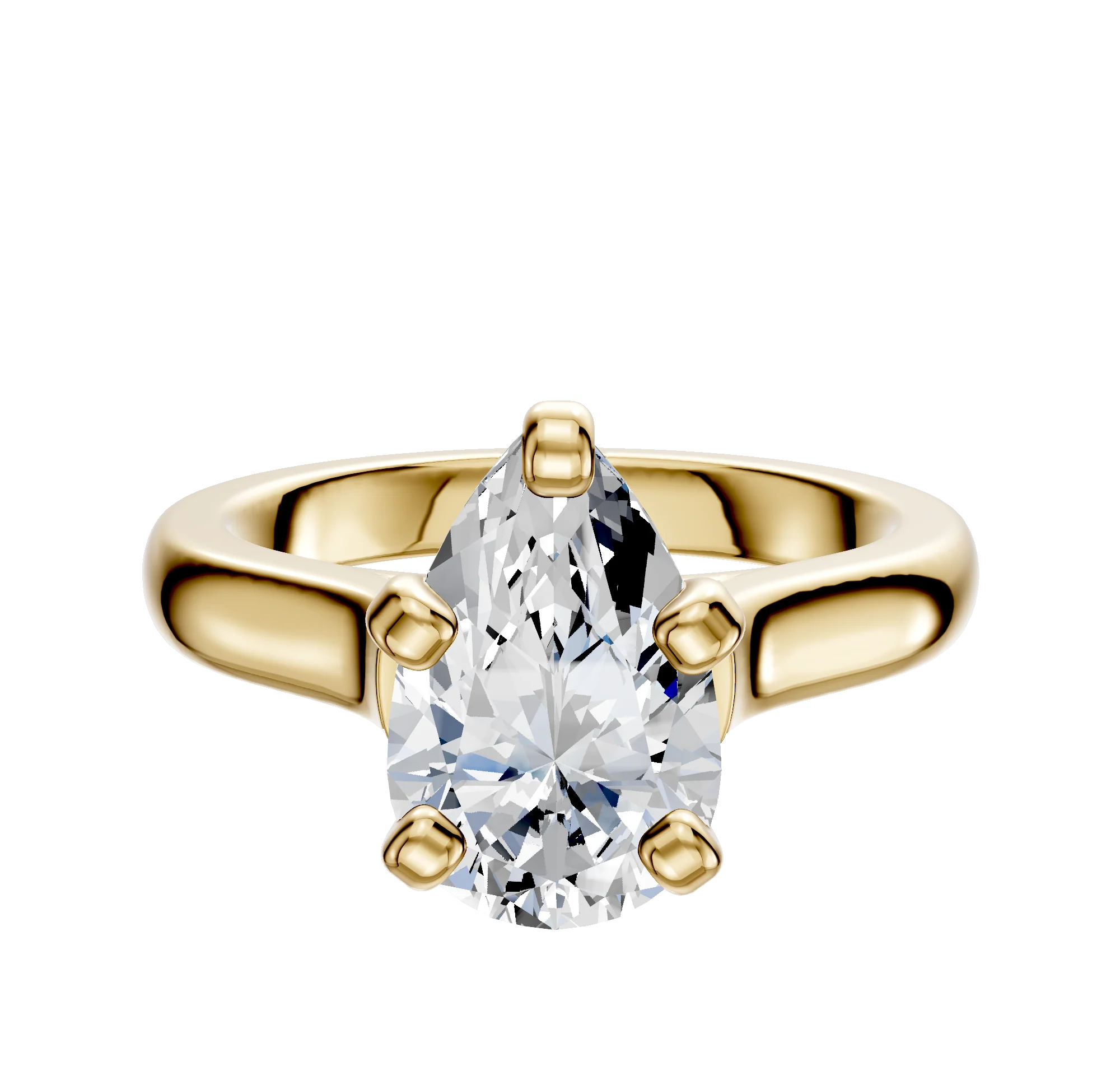 18K Yellow Gold 4 Prong Cathedral Dome 3.0mm Engagement Ring
