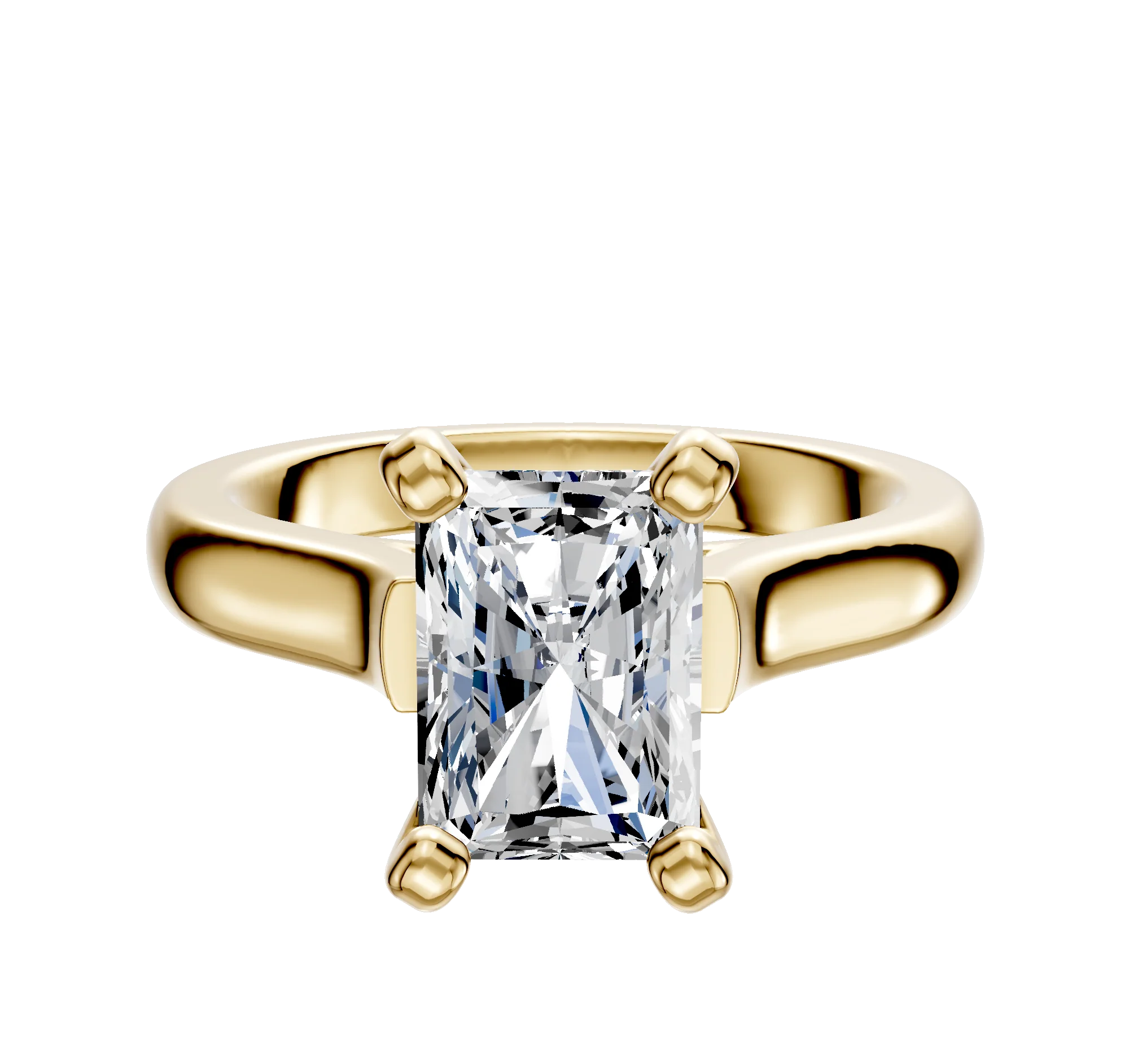 18K Yellow Gold 4 Prong Cathedral Dome 3.0mm Engagement Ring
