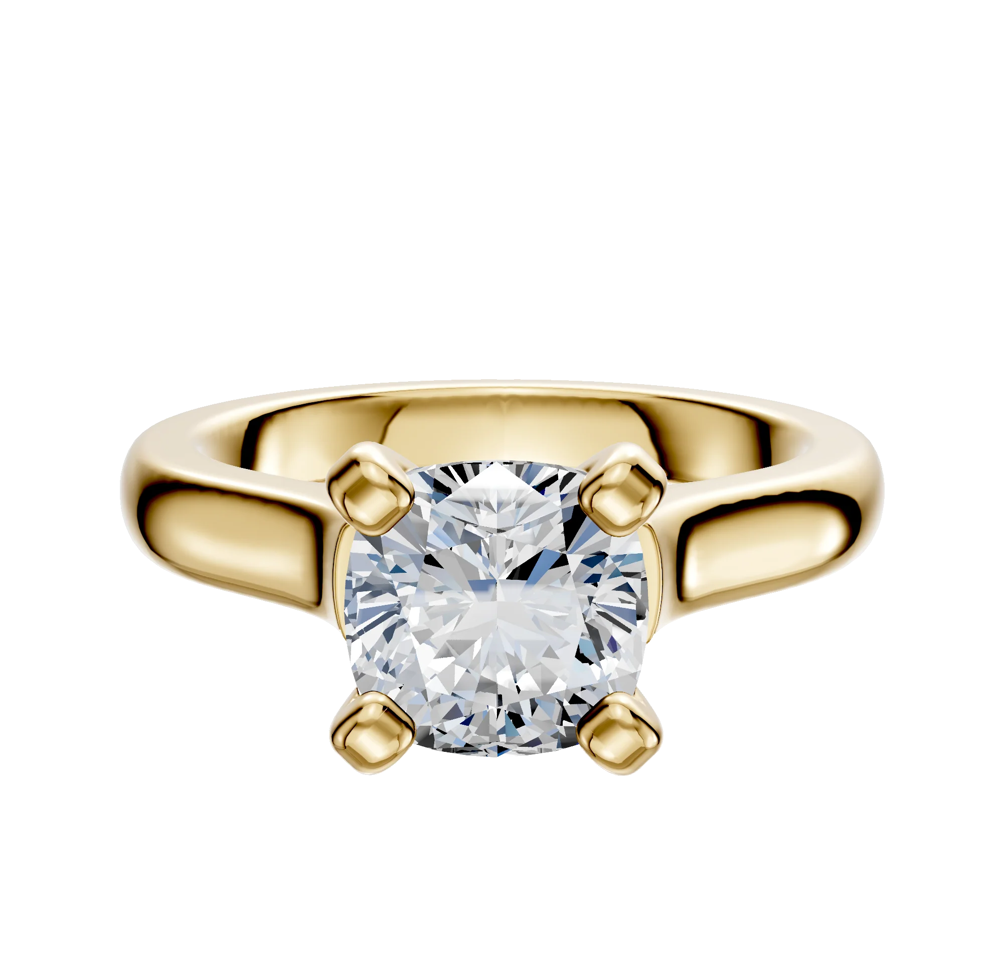 18K Yellow Gold 4 Prong Cathedral Dome 3.0mm Engagement Ring