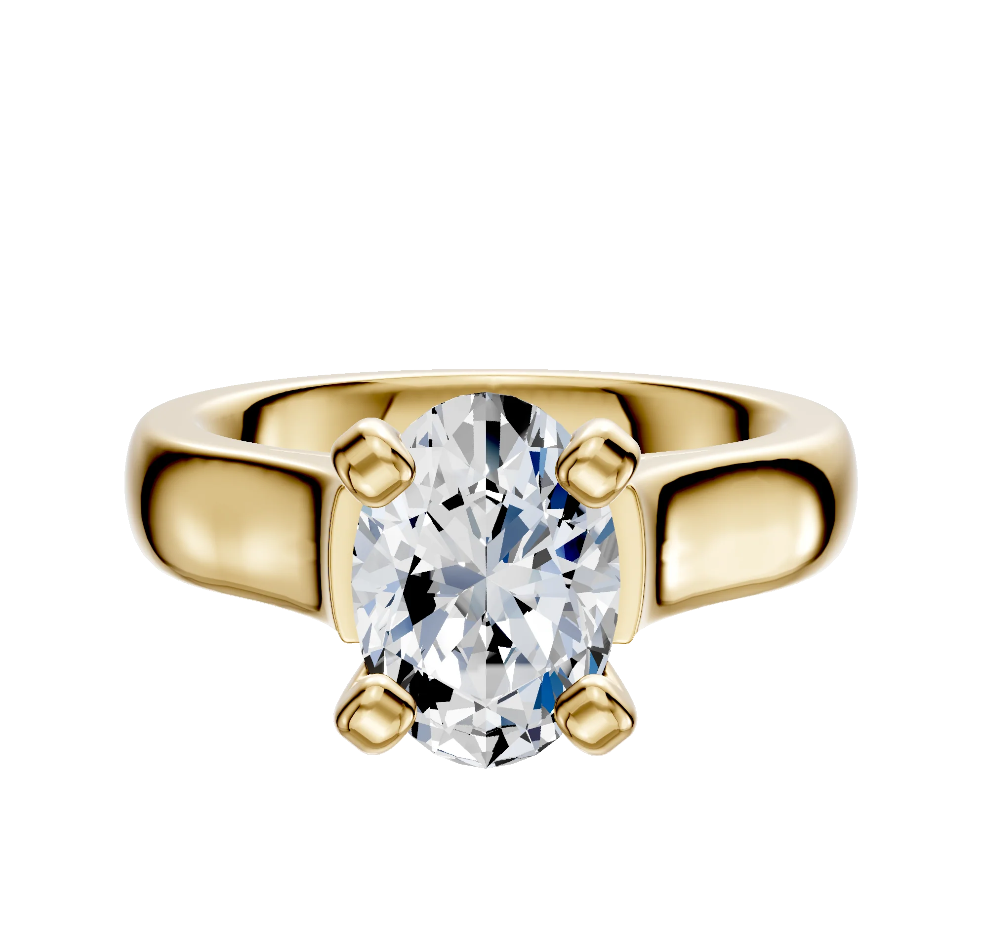 18K Yellow Gold 4 Prong Cathedral Dome 4.0mm Engagement Ring