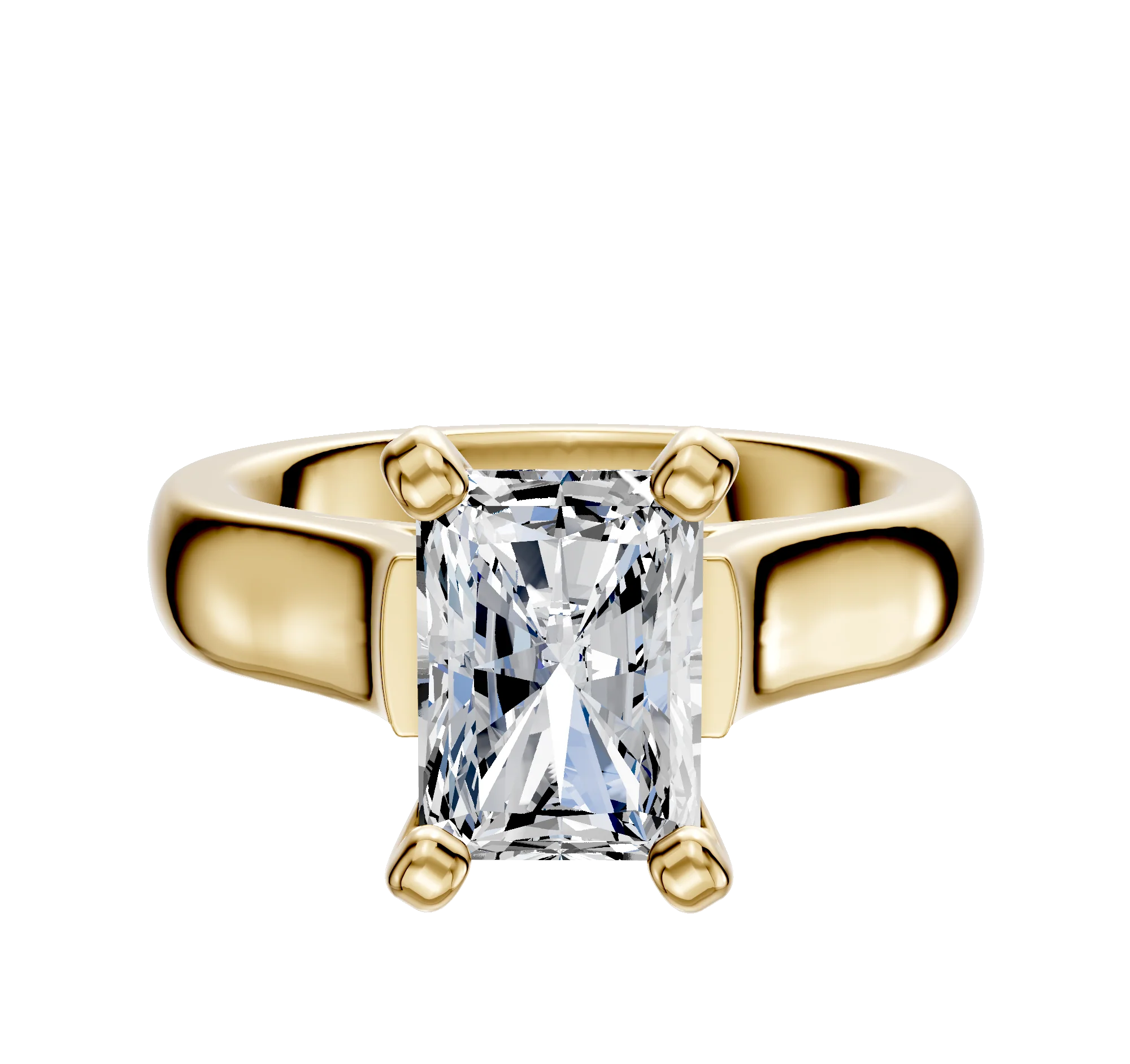 18K Yellow Gold 4 Prong Cathedral Dome 4.0mm Engagement Ring