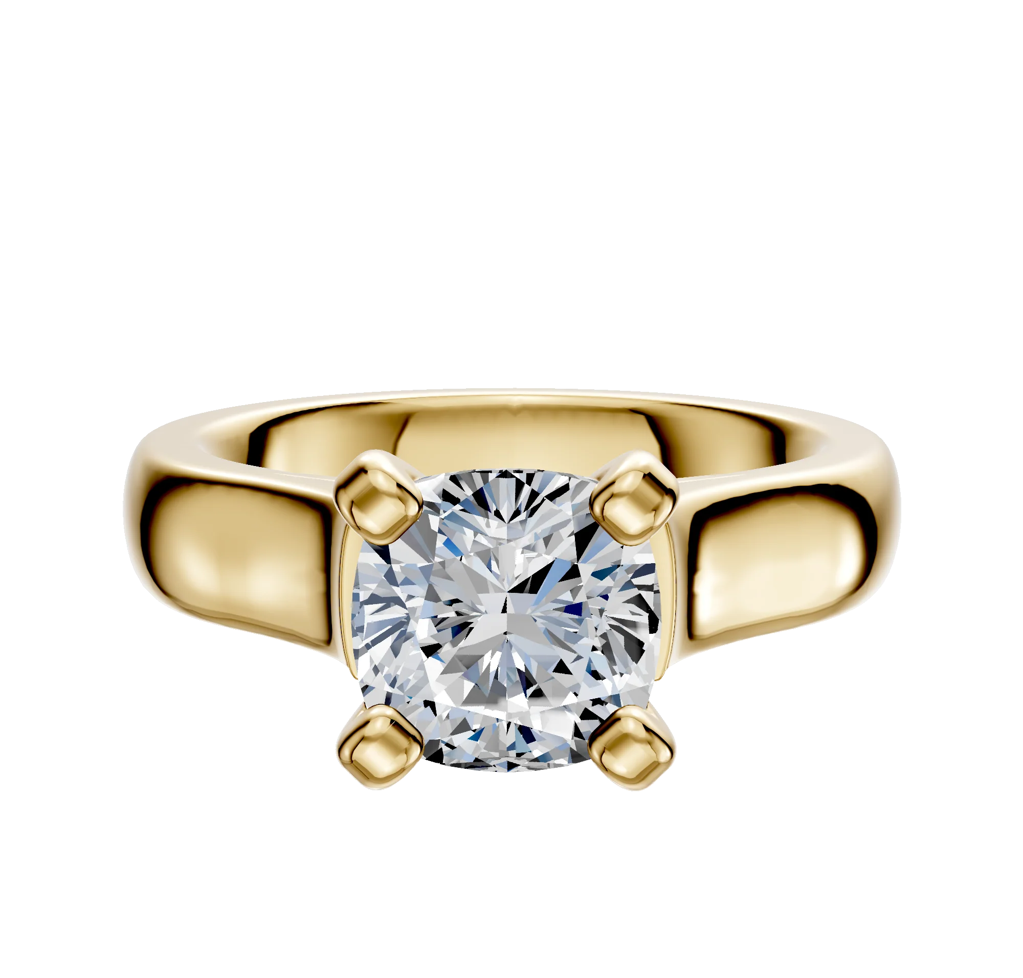 18K Yellow Gold 4 Prong Cathedral Dome 4.0mm Engagement Ring