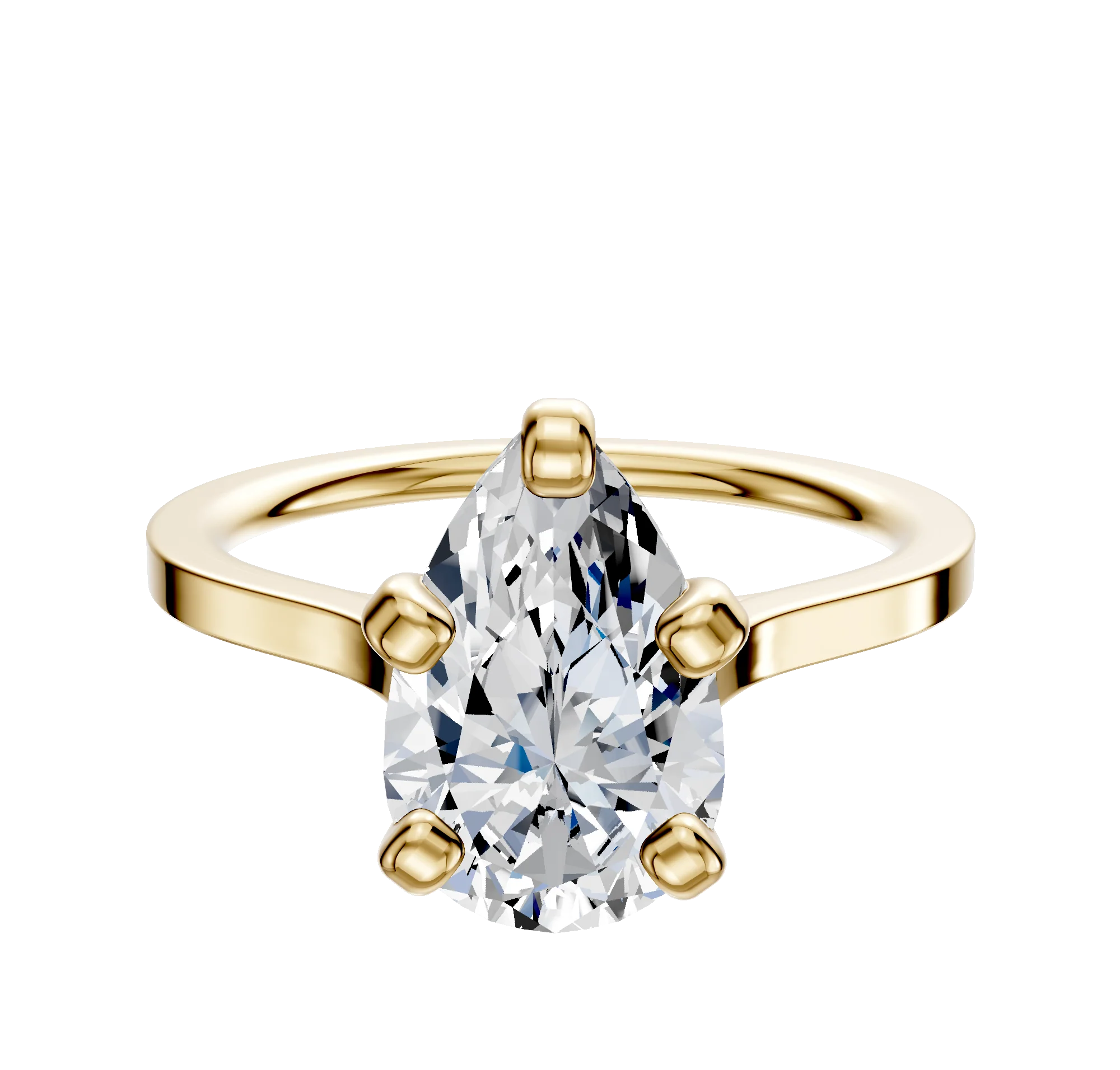 18K Yellow Gold 4 Prong Cathedral Flat 1.5mm Engagement Ring