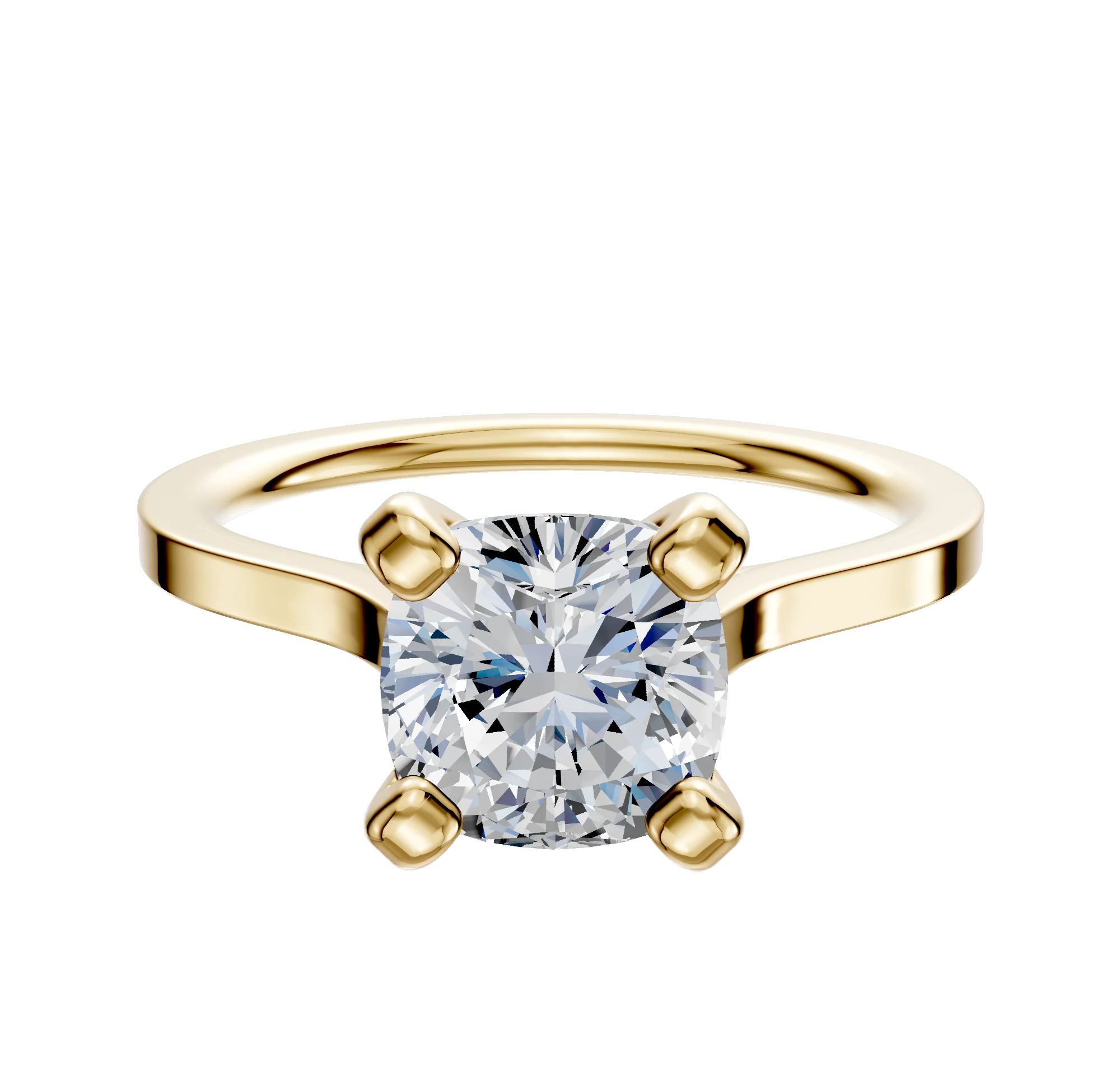 18K Yellow Gold 4 Prong Cathedral Flat 1.5mm Engagement Ring