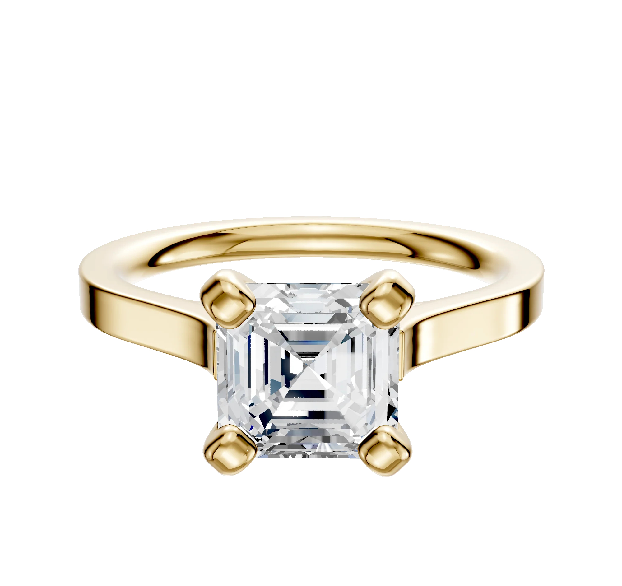 18K Yellow Gold 4 Prong Cathedral Flat 2.0mm Engagement Ring