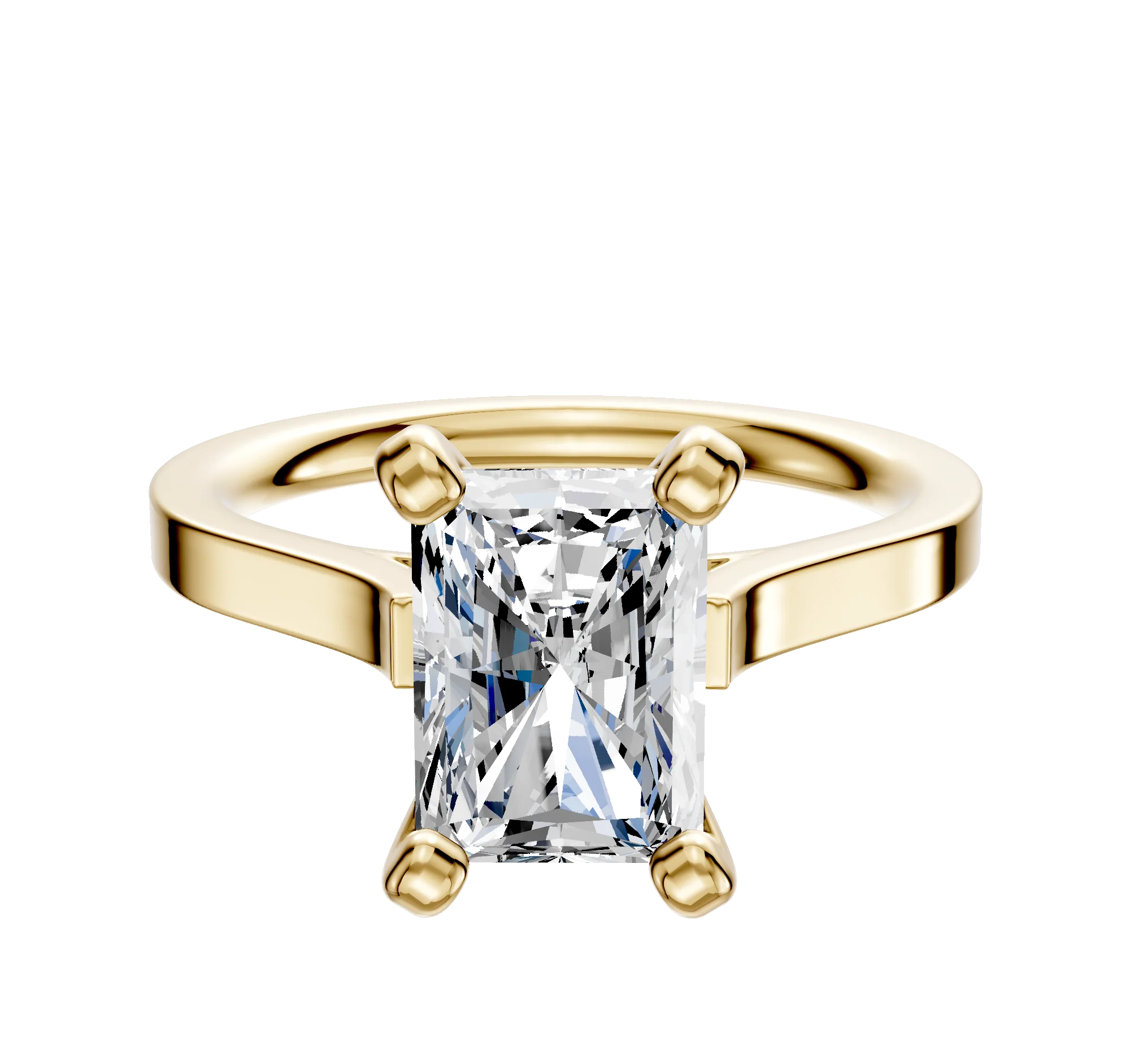 18K Yellow Gold 4 Prong Cathedral Flat 2.0mm Engagement Ring