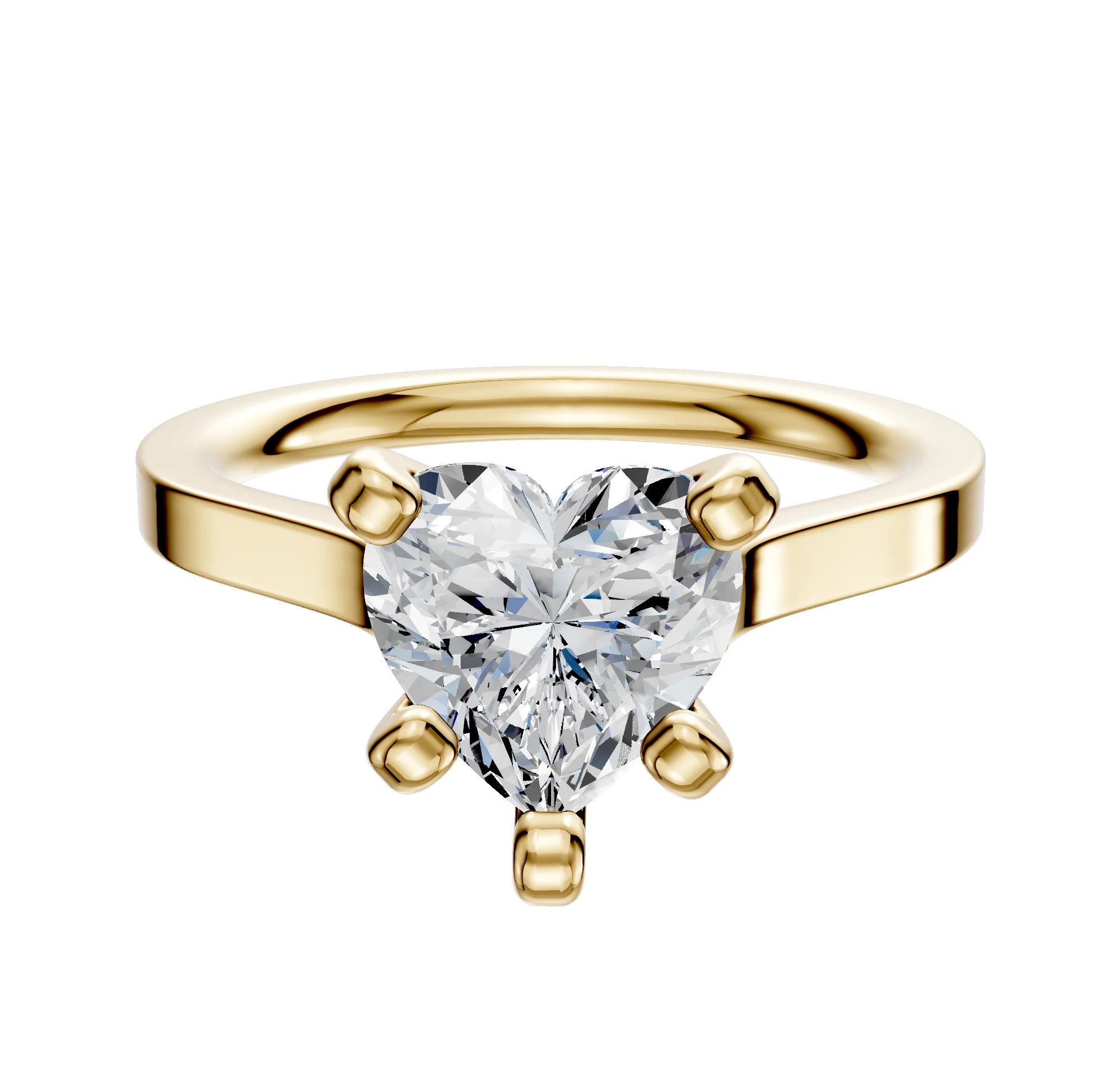 18K Yellow Gold 4 Prong Cathedral Flat 2.0mm Engagement Ring