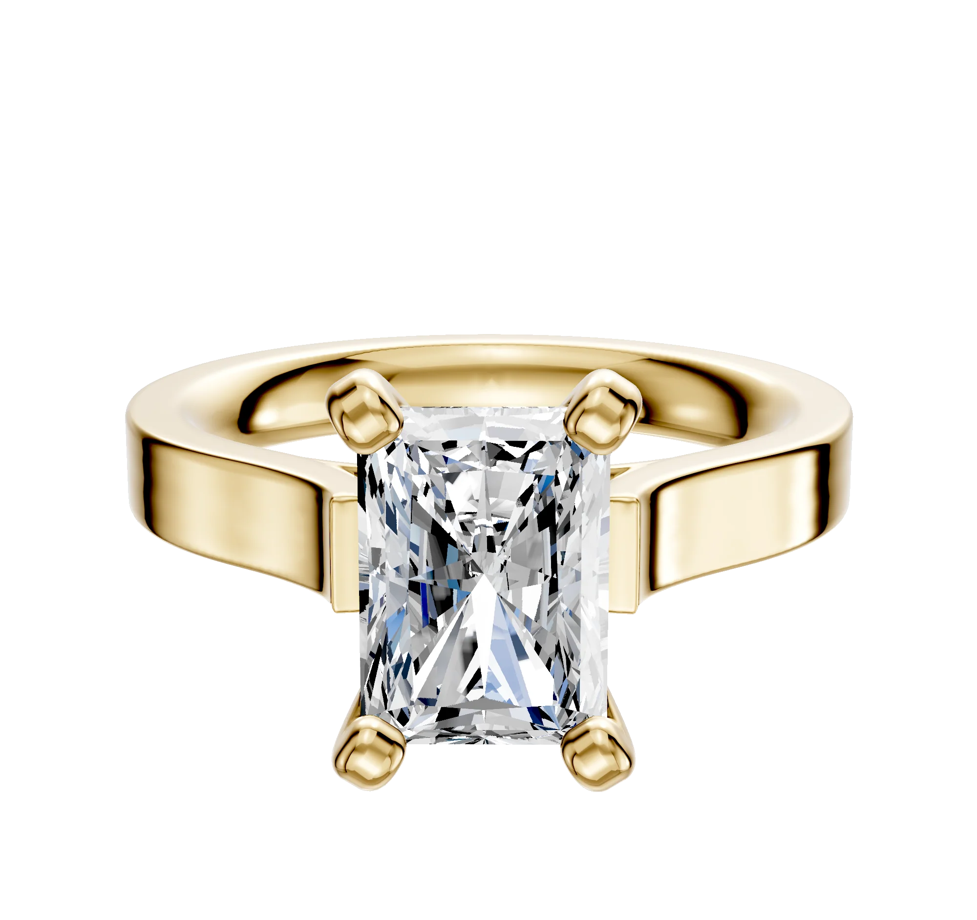 18K Yellow Gold 4 Prong Cathedral Flat 3.0mm Engagement Ring