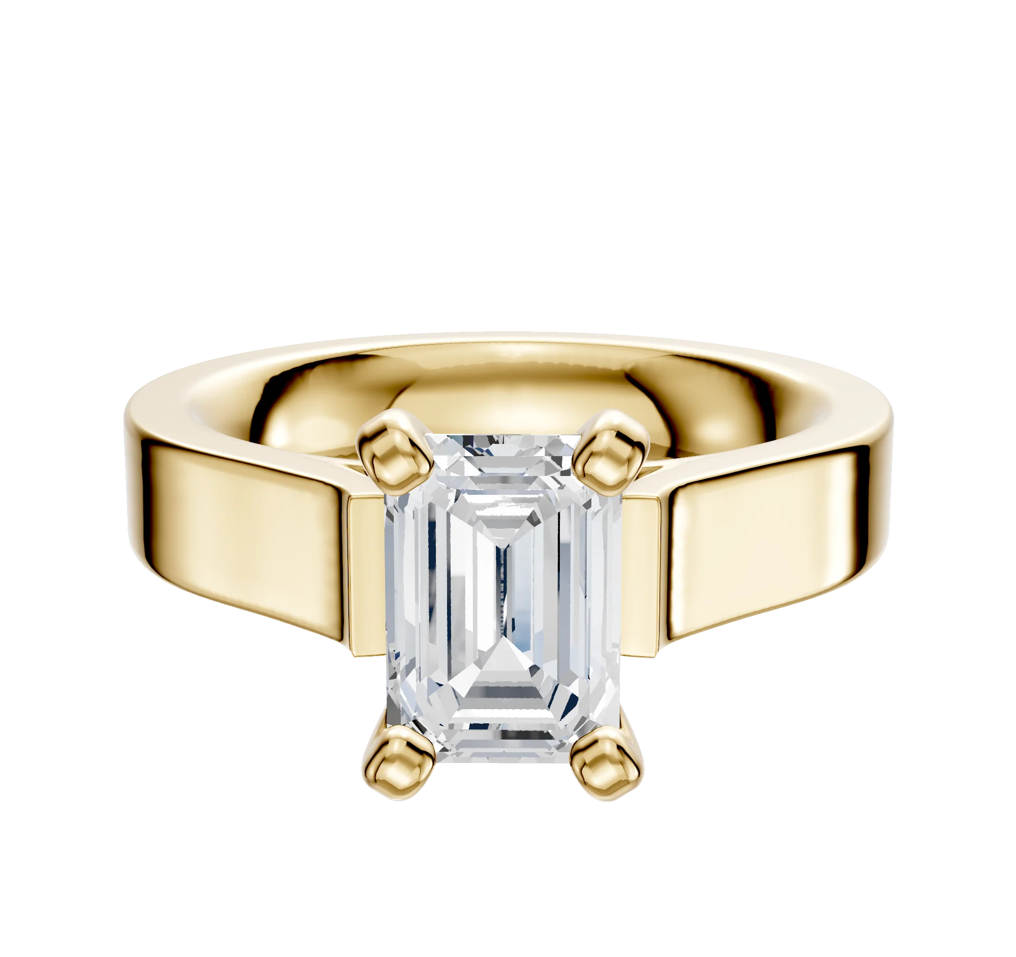 18K Yellow Gold 4 Prong Cathedral Flat 4.0mm Engagement Ring