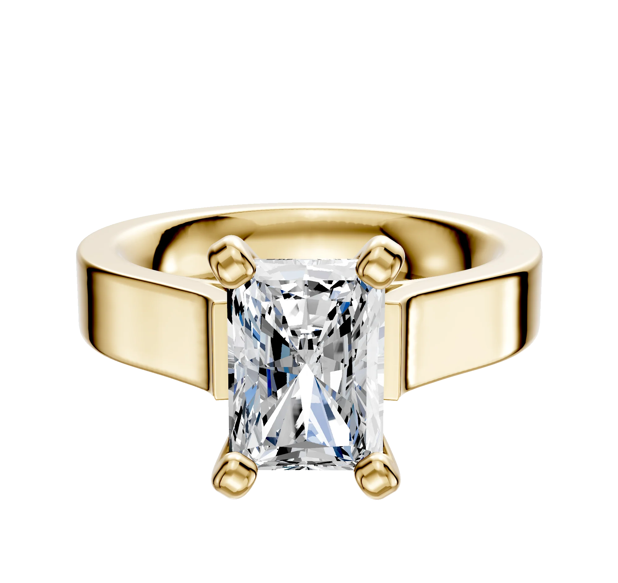 18K Yellow Gold 4 Prong Cathedral Flat 4.0mm Engagement Ring