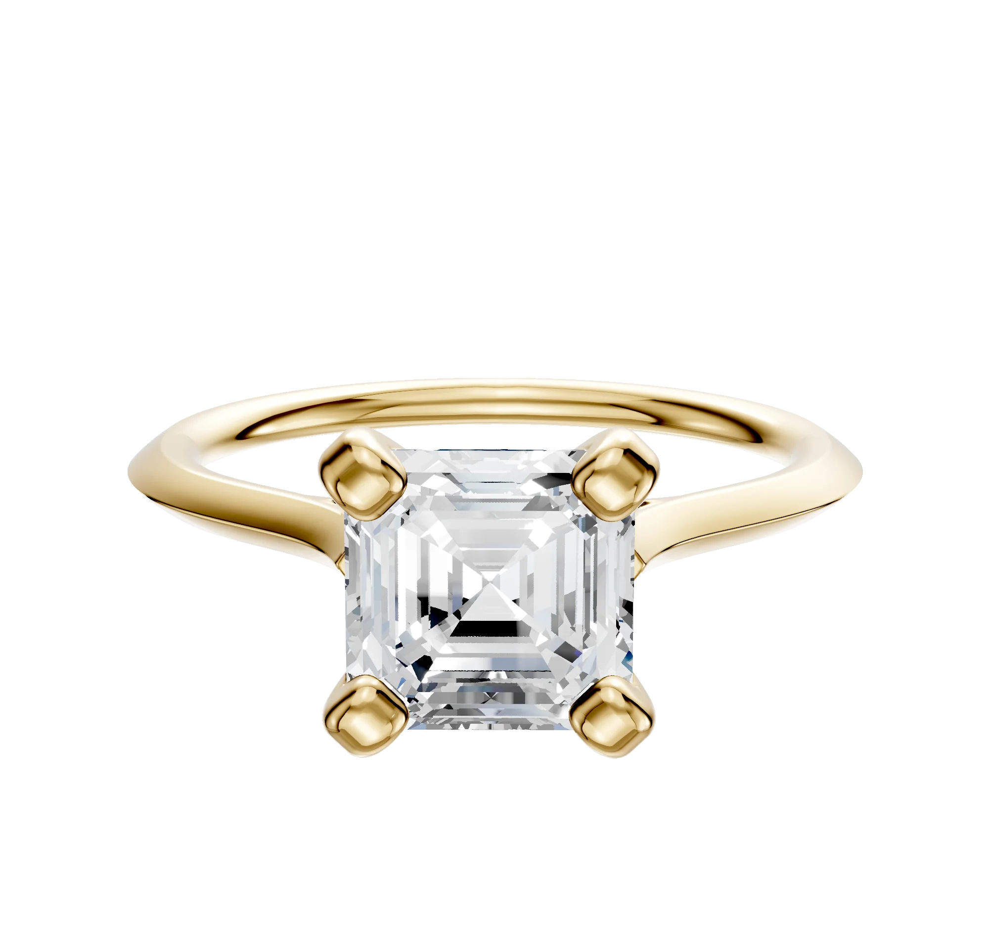 18K Yellow Gold 4 Prong Cathedral Knife Edge 1.5mm Engagement Ring