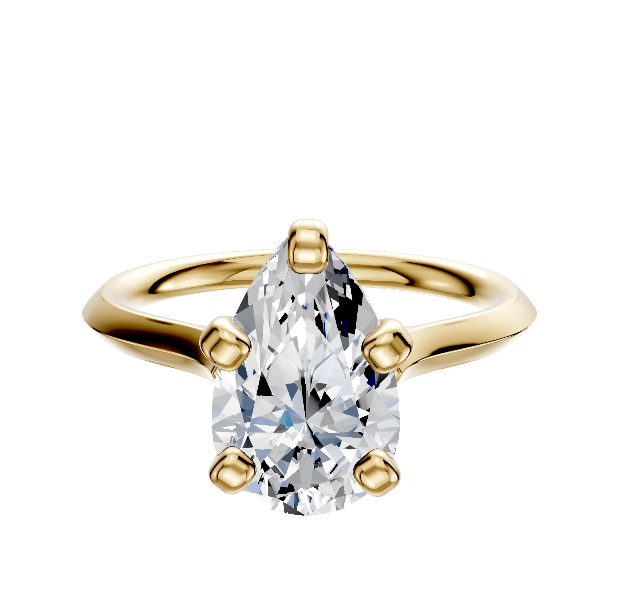18K Yellow Gold 4 Prong Cathedral Knife Edge 2.0mm Engagement Ring