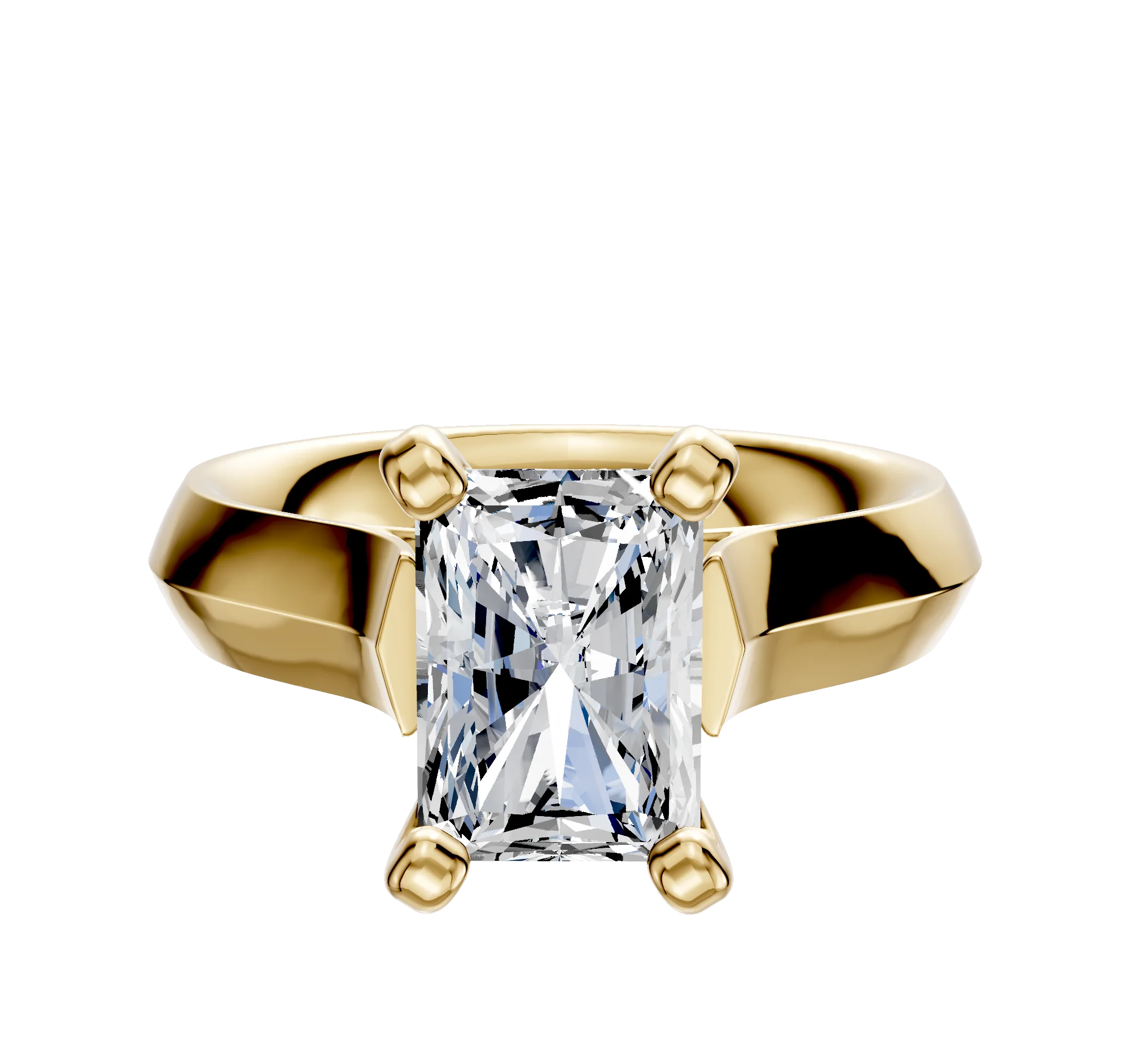 18K Yellow Gold 4 Prong Cathedral Knife Edge 4.0mm Engagement Ring