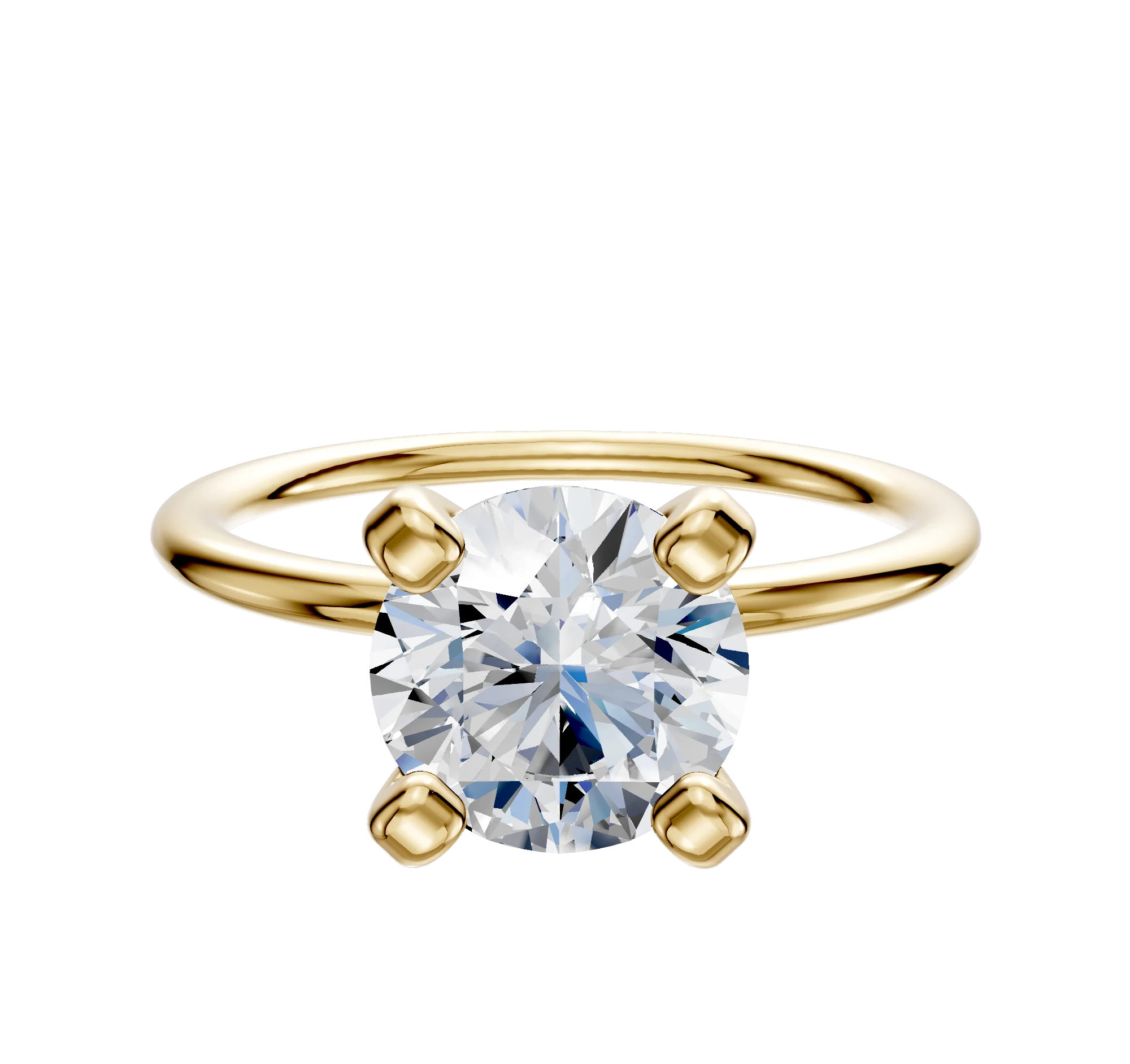 18K Yellow Gold 4 Prong Classic Dome 1.5mm Engagement Ring