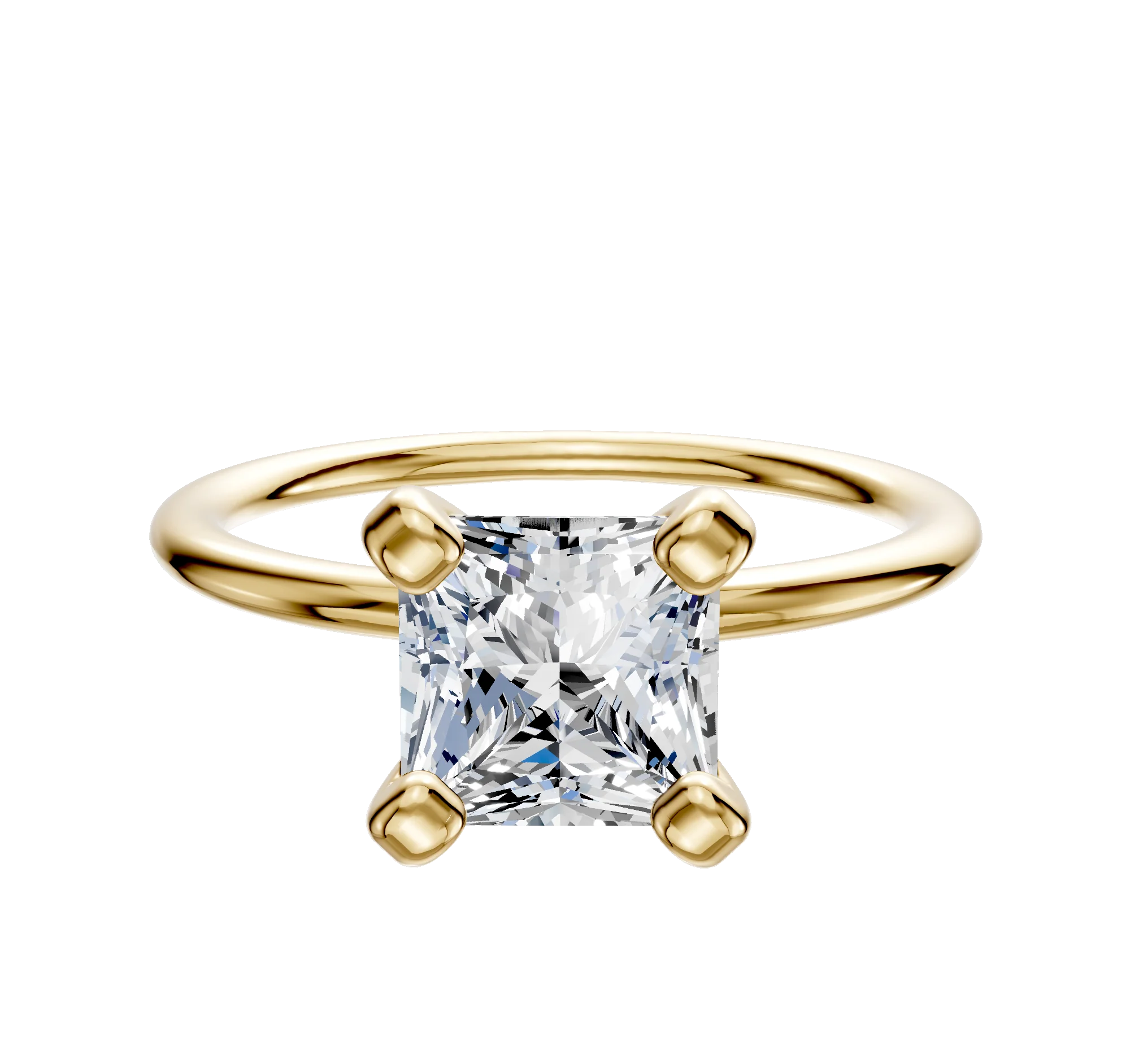 18K Yellow Gold 4 Prong Classic Dome 1.5mm Engagement Ring