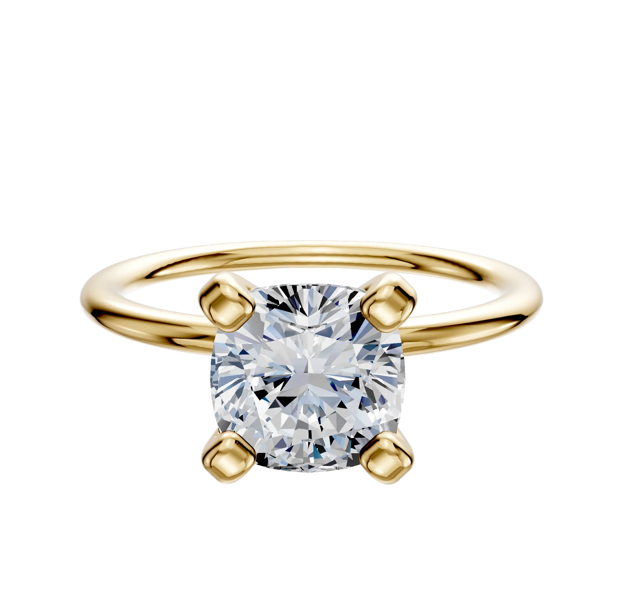 18K Yellow Gold 4 Prong Classic Dome 1.5mm Engagement Ring