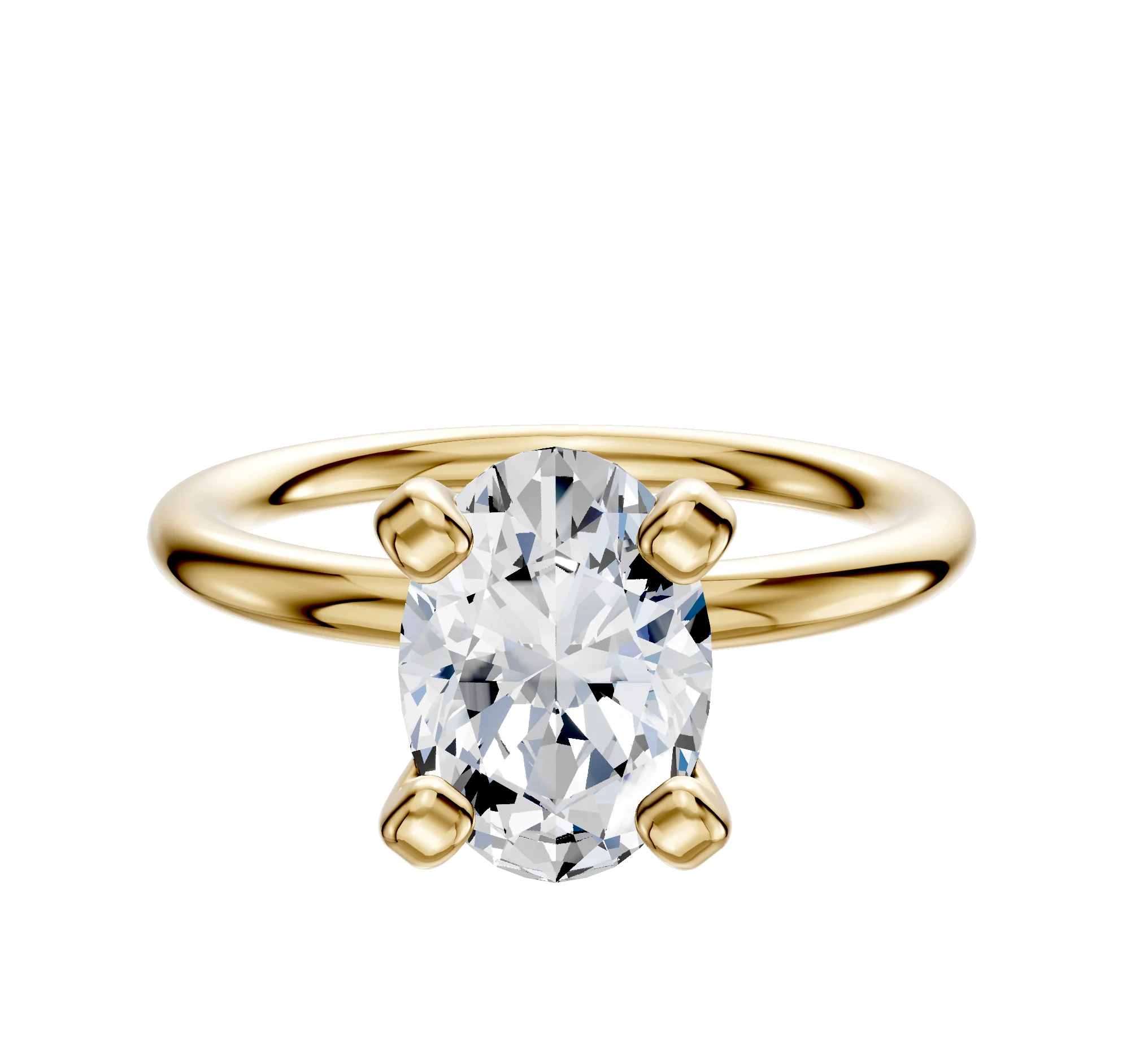 18K Yellow Gold 4 Prong Classic Dome 2.0mm Engagement Ring