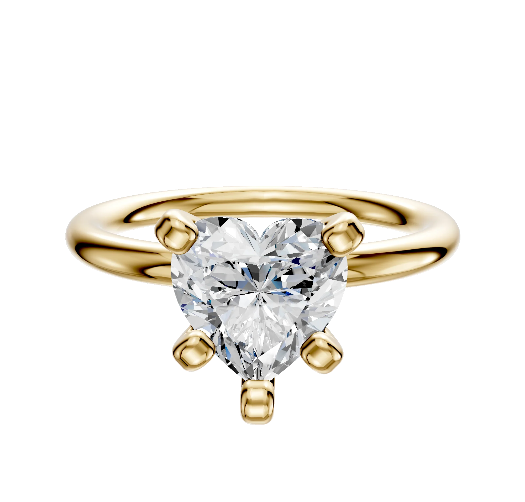 18K Yellow Gold 4 Prong Classic Dome 2.0mm Engagement Ring