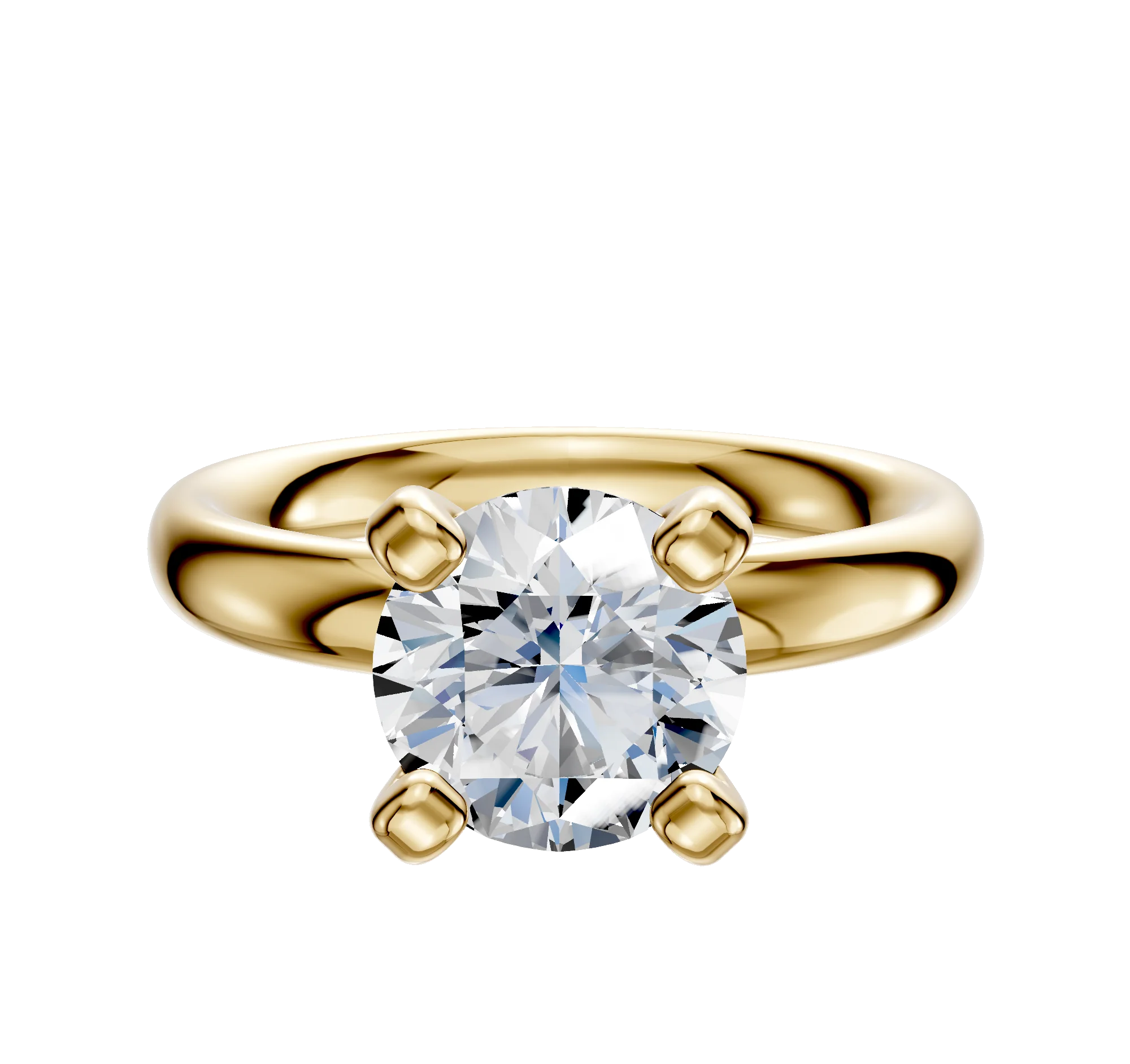 18K Yellow Gold 4 Prong Classic Dome 3.0mm Engagement Ring