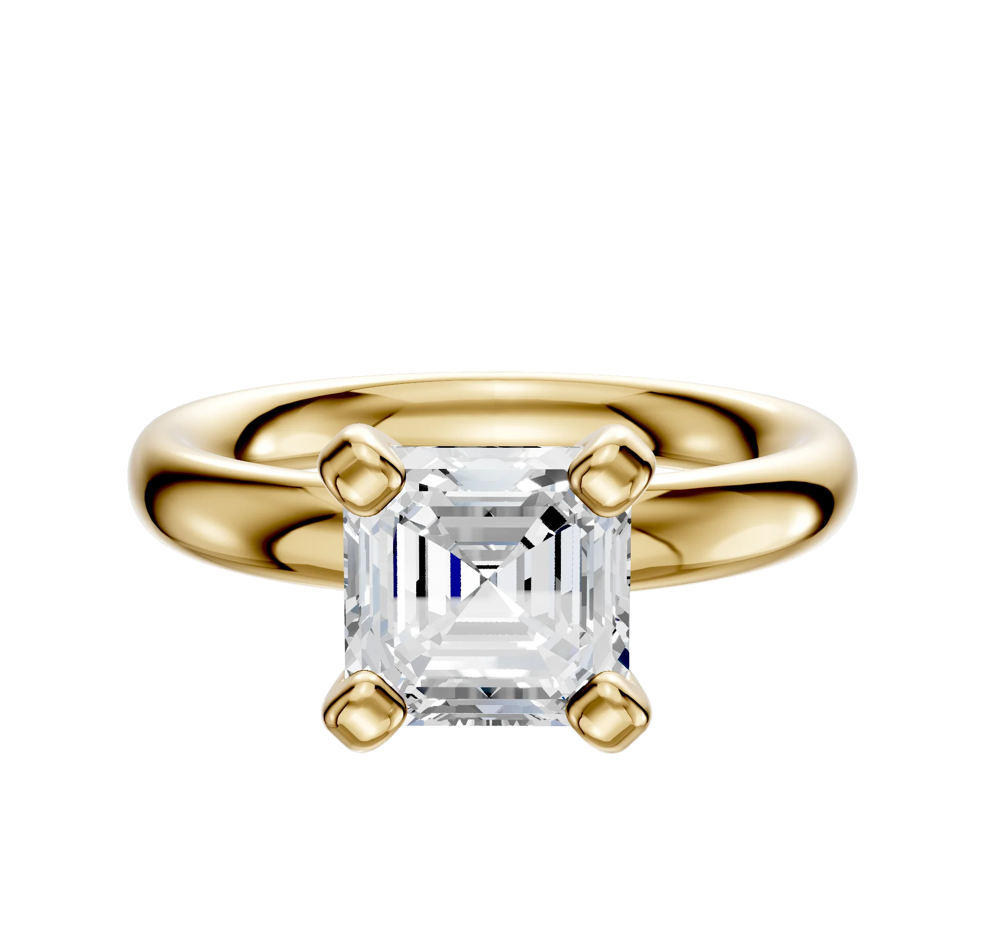 18K Yellow Gold 4 Prong Classic Dome 3.0mm Engagement Ring