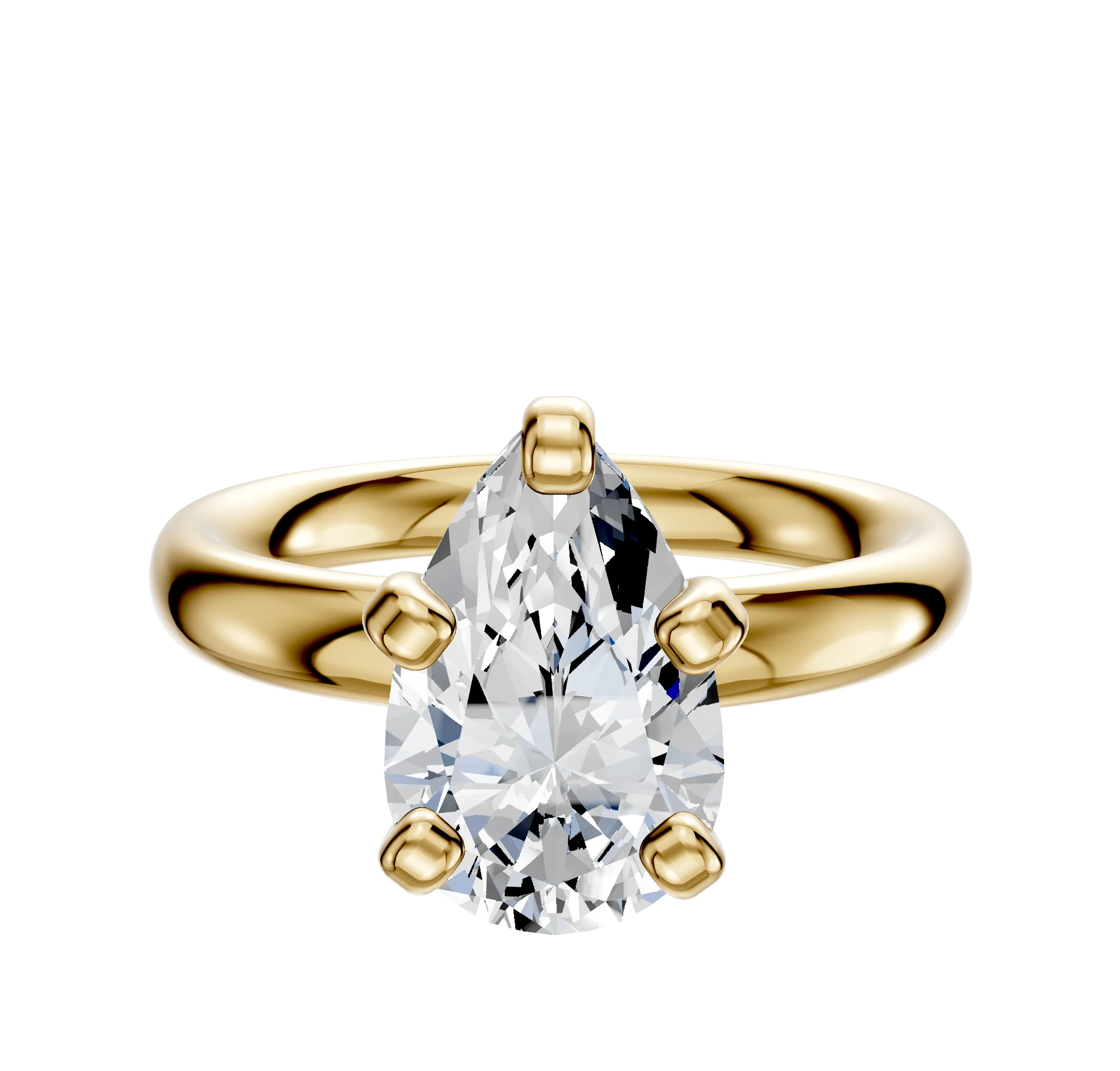 18K Yellow Gold 4 Prong Classic Dome 3.0mm Engagement Ring
