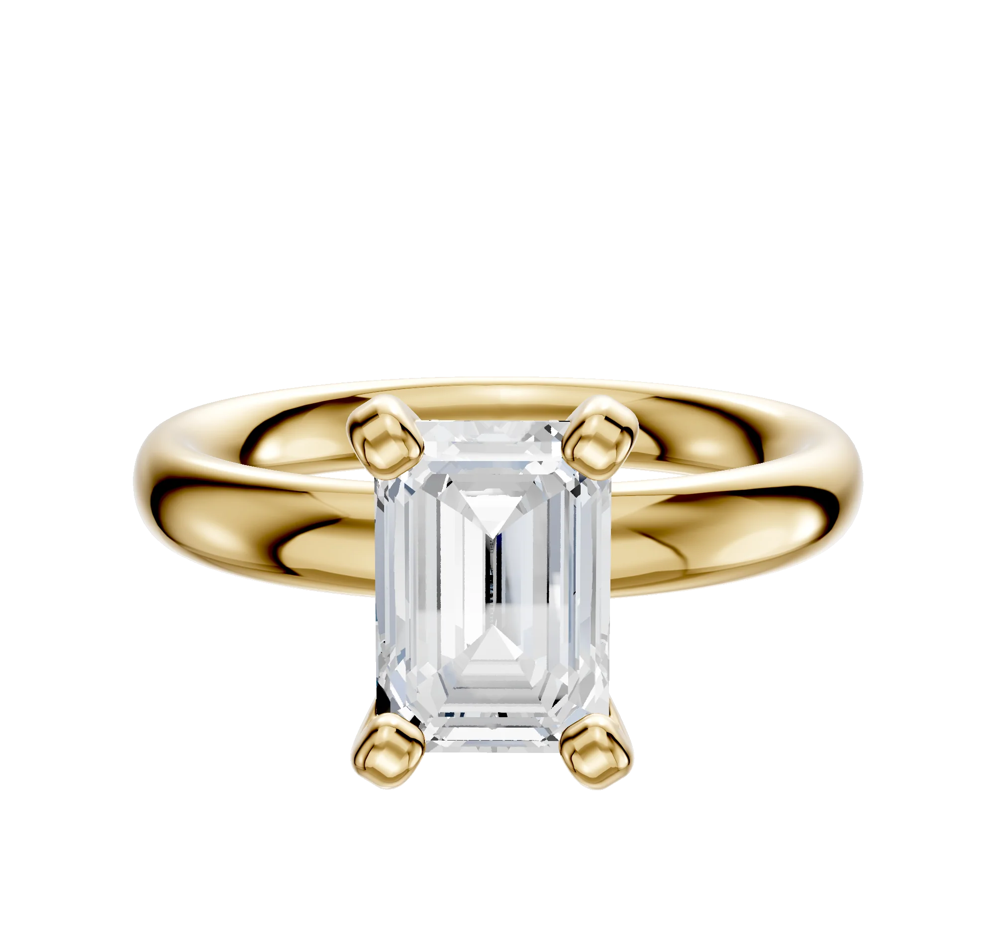 18K Yellow Gold 4 Prong Classic Dome 3.0mm Engagement Ring