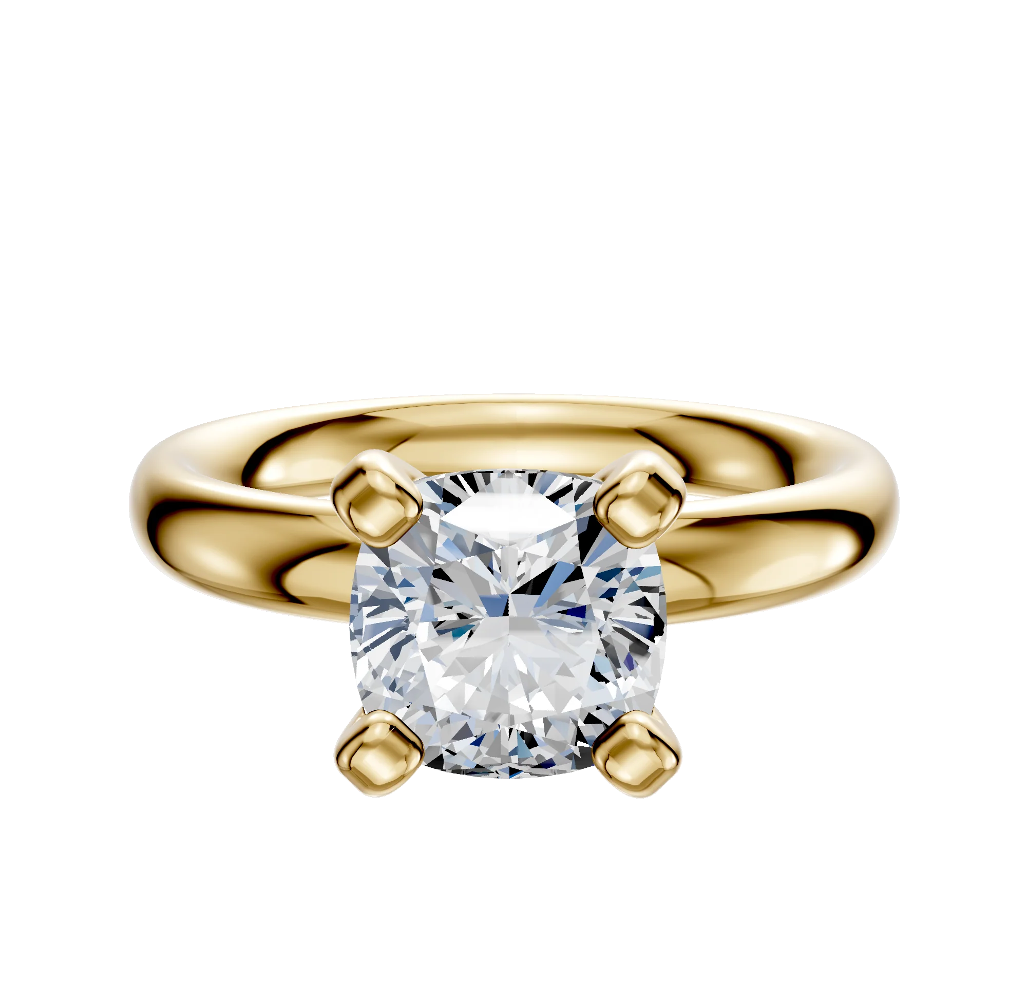 18K Yellow Gold 4 Prong Classic Dome 3.0mm Engagement Ring