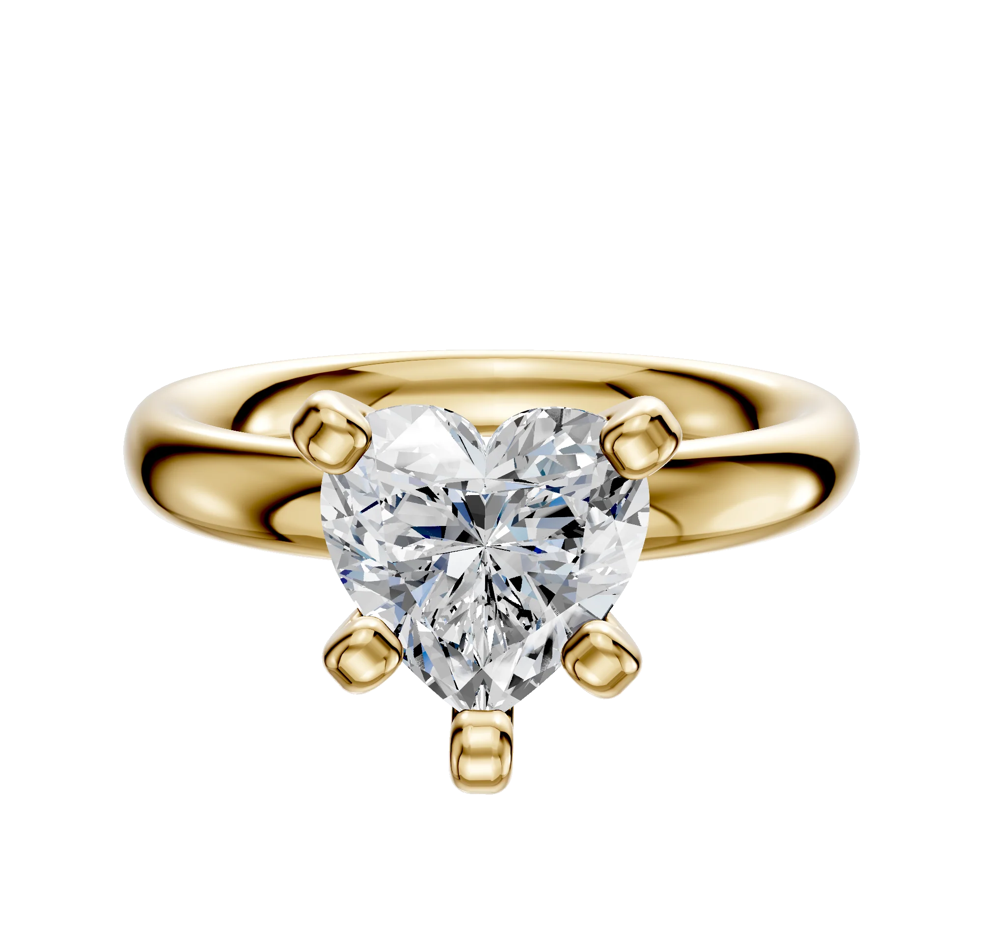 18K Yellow Gold 4 Prong Classic Dome 3.0mm Engagement Ring