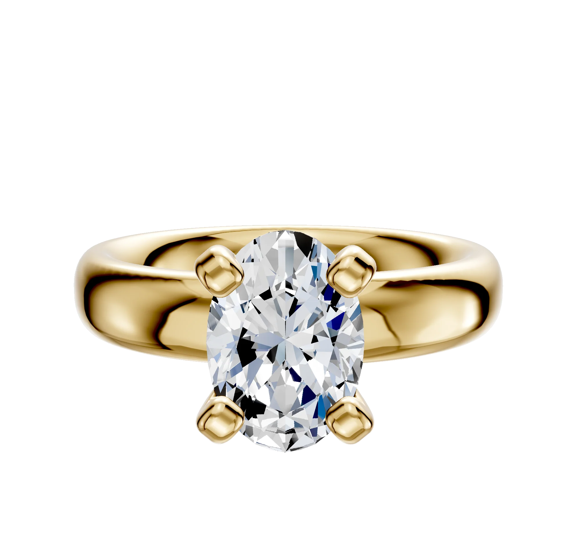 18K Yellow Gold 4 Prong Classic Dome 4.0mm Engagement Ring