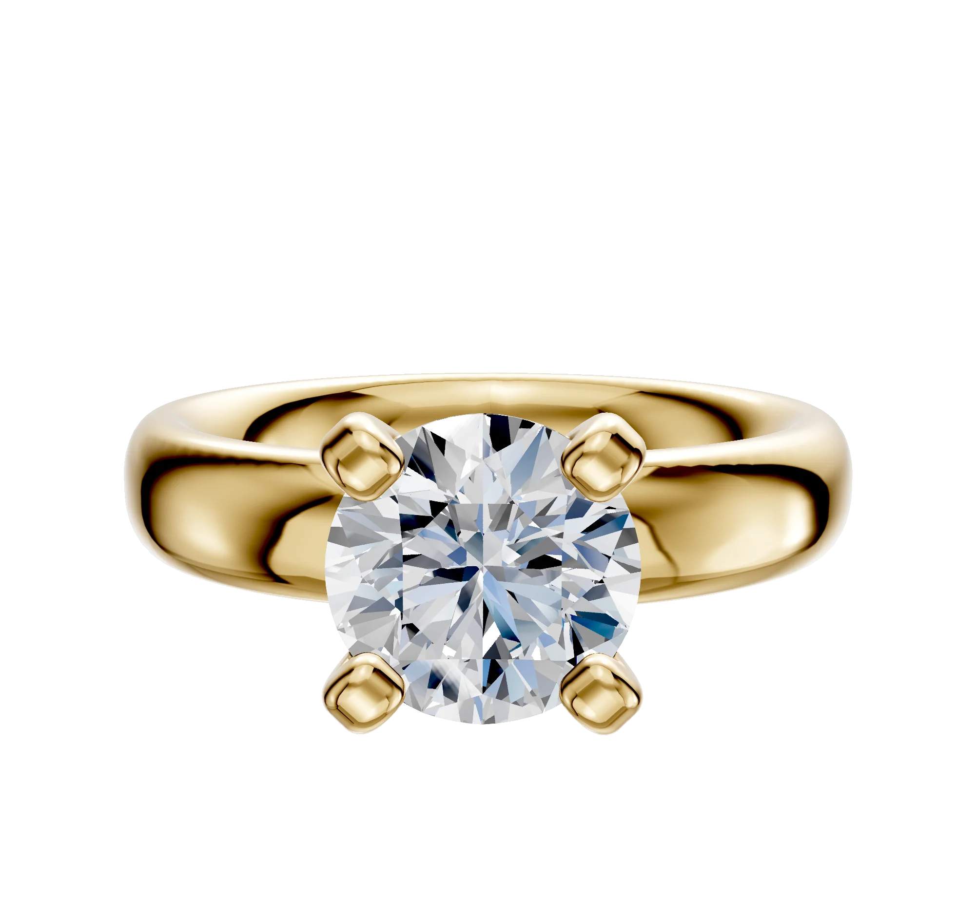 18K Yellow Gold 4 Prong Classic Dome 4.0mm Engagement Ring