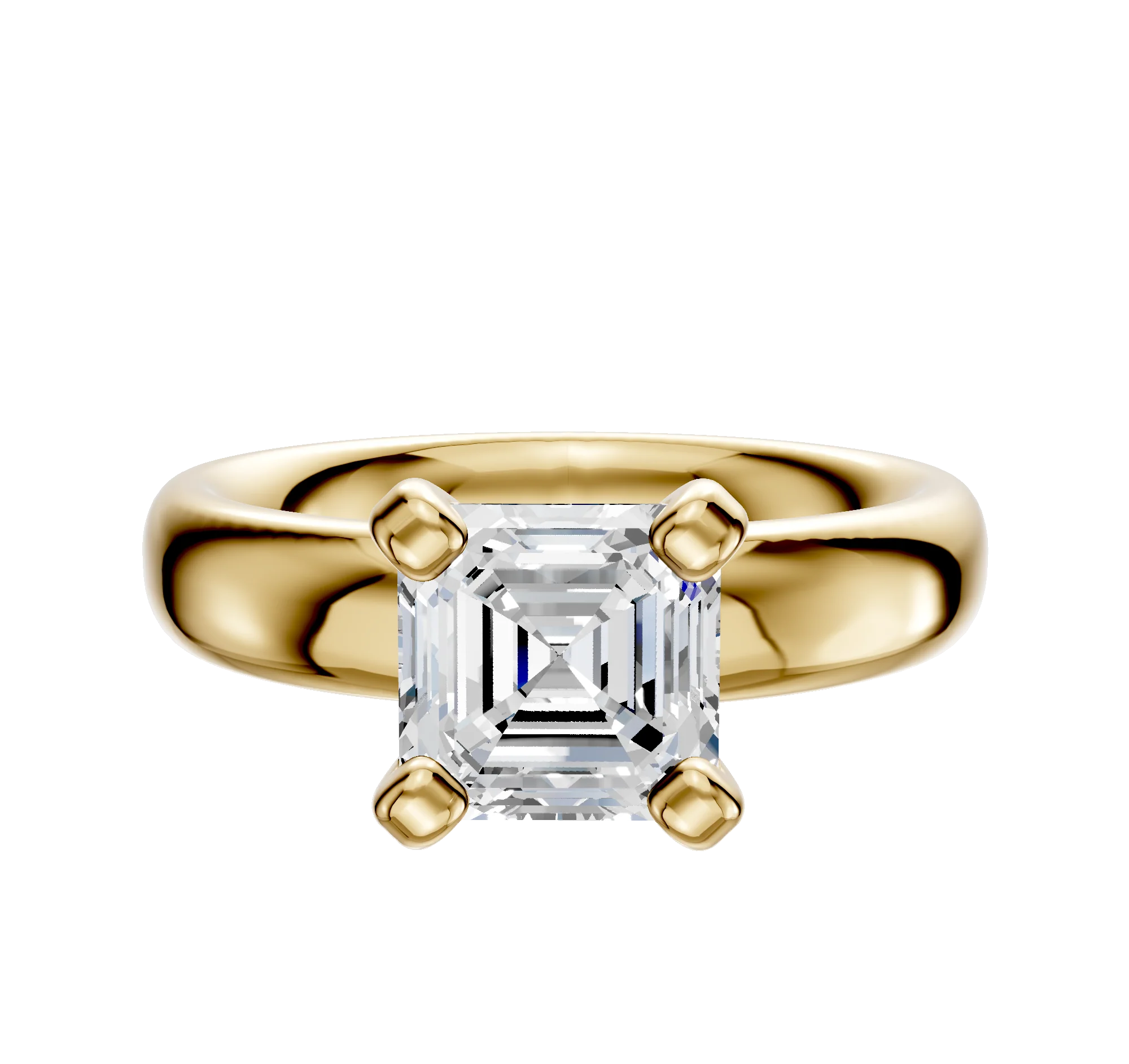 18K Yellow Gold 4 Prong Classic Dome 4.0mm Engagement Ring