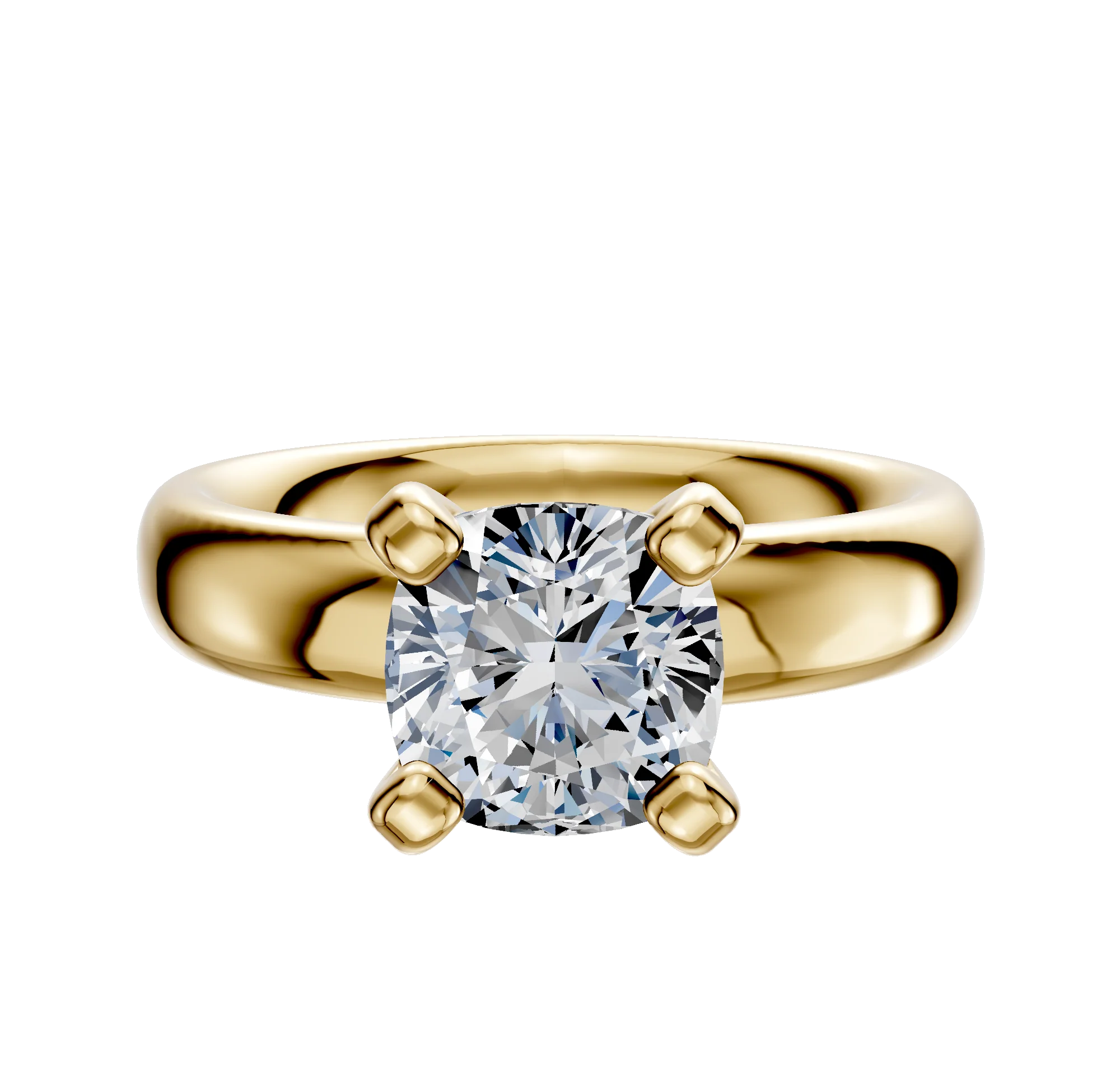 18K Yellow Gold 4 Prong Classic Dome 4.0mm Engagement Ring