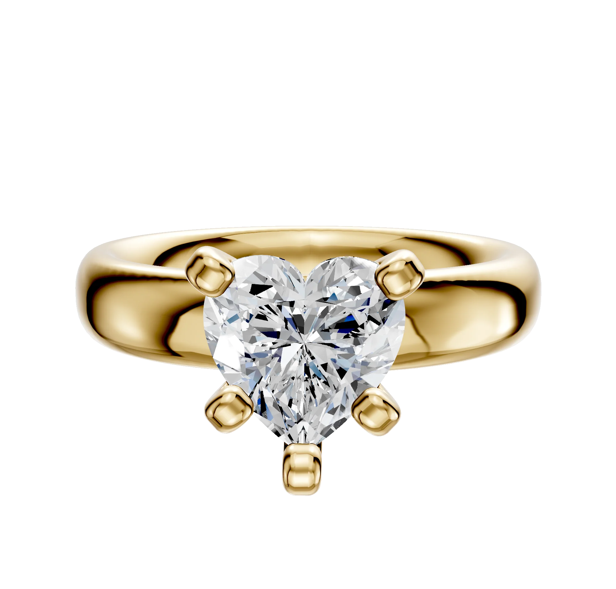 18K Yellow Gold 4 Prong Classic Dome 4.0mm Engagement Ring