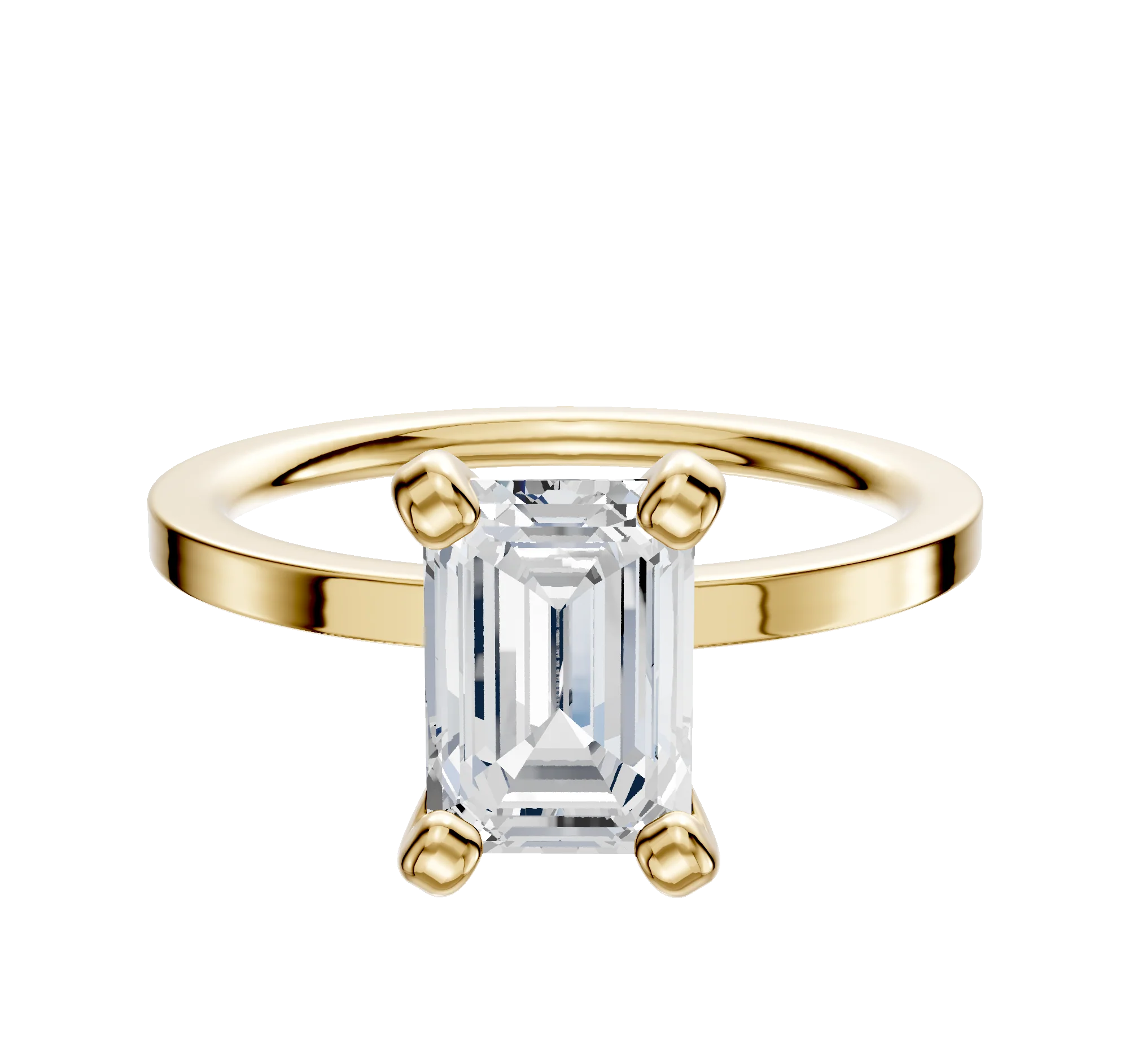 18K Yellow Gold 4 Prong Classic Flat 1.5mm Engagement Ring