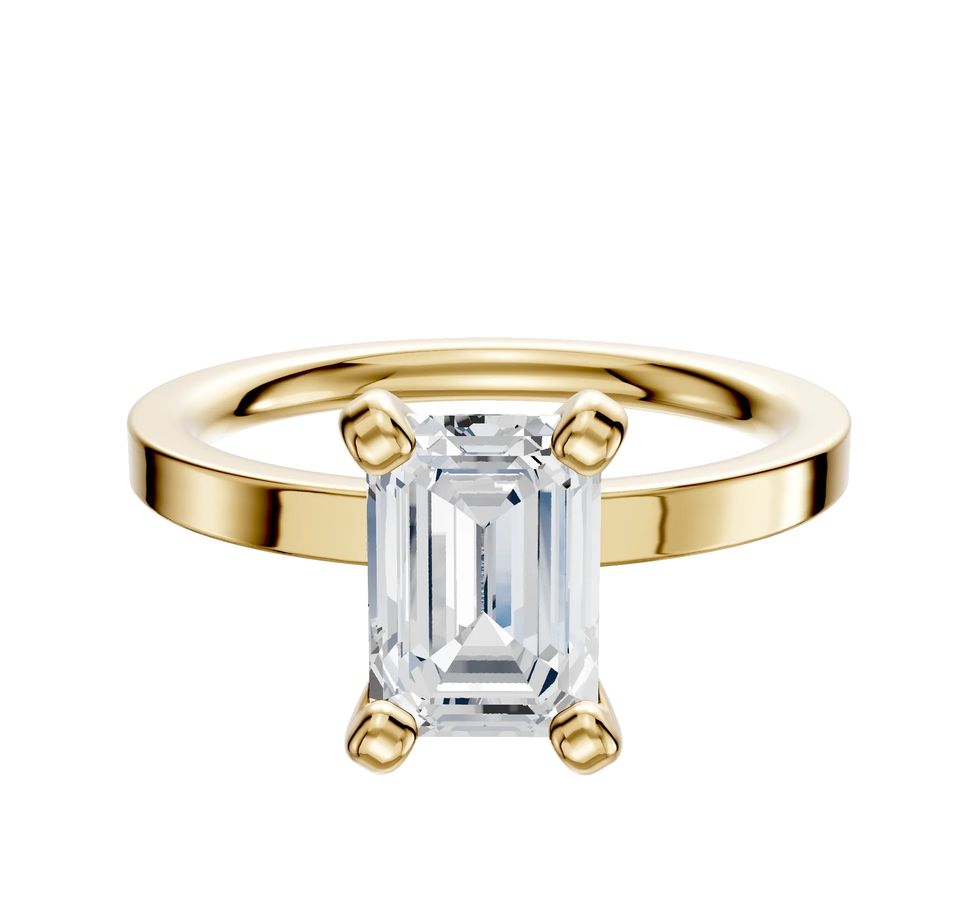 18K Yellow Gold 4 Prong Classic Flat 2.0mm Engagement Ring